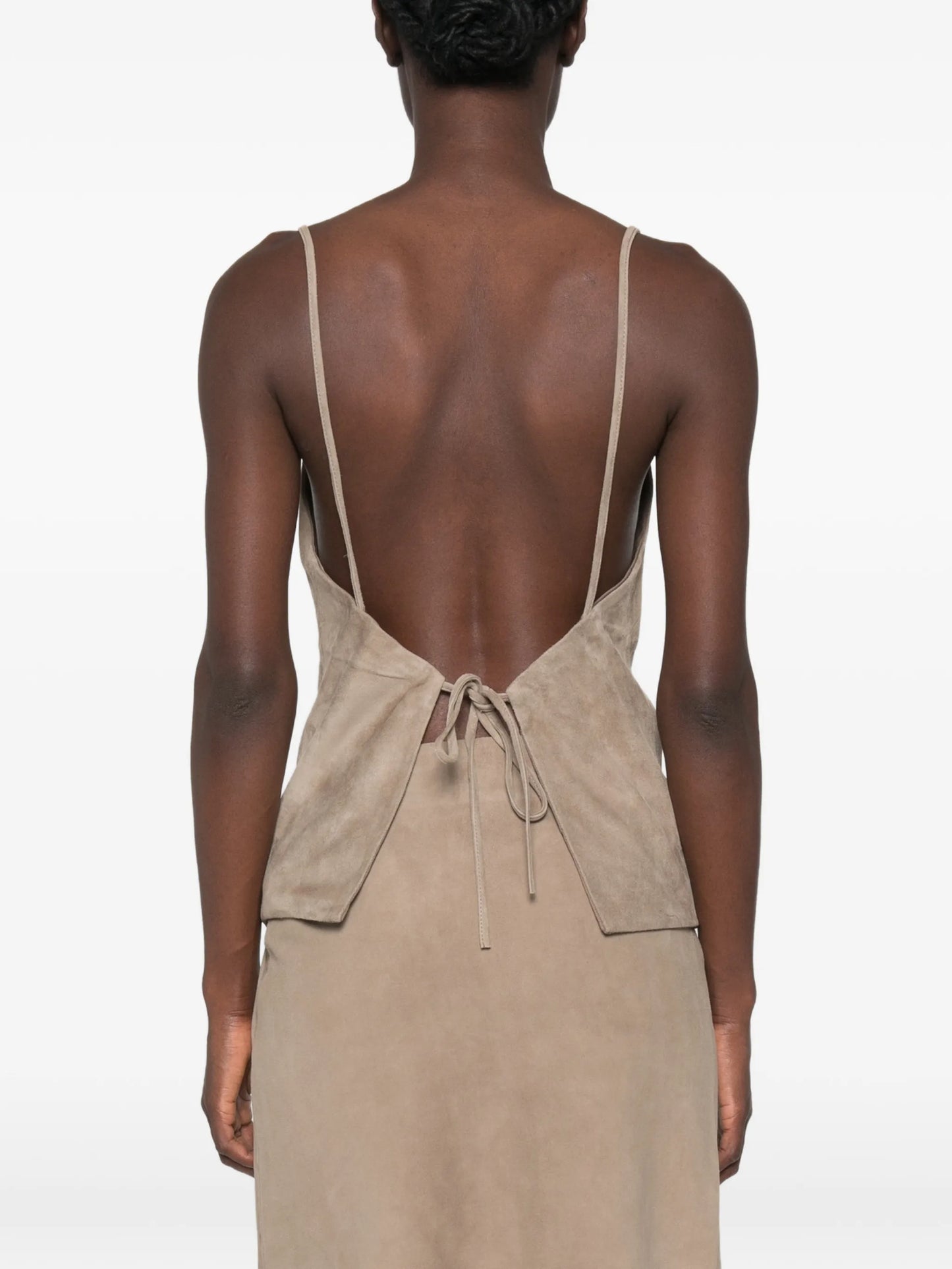 suede low-back cami top