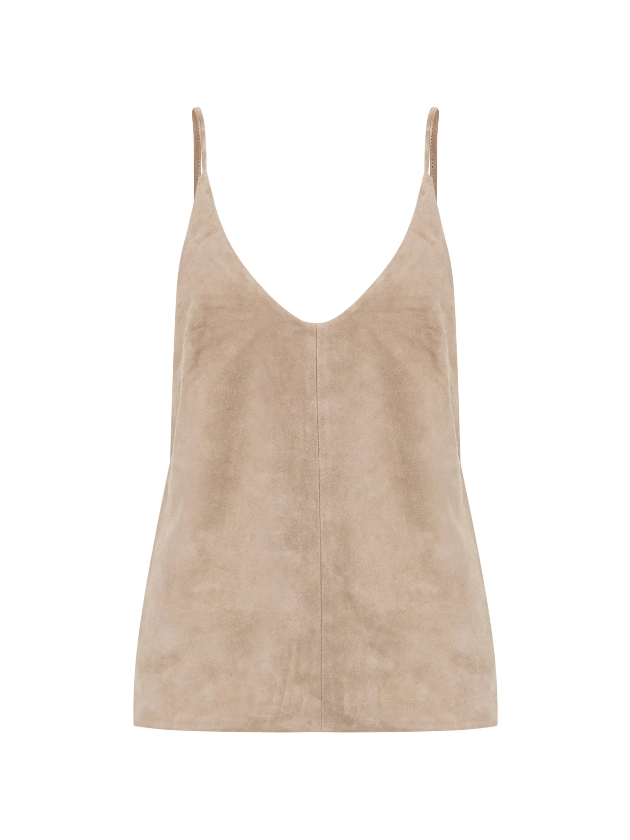suede low-back cami top
