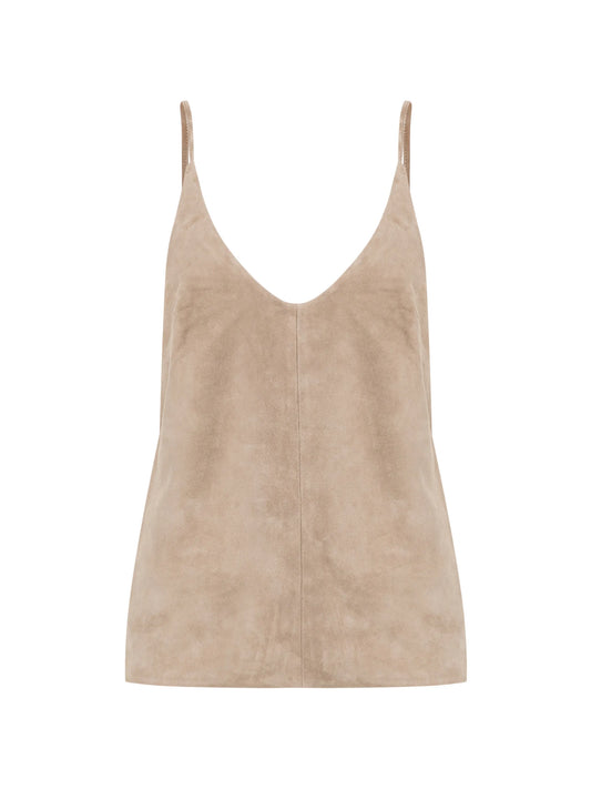 suede low-back cami top