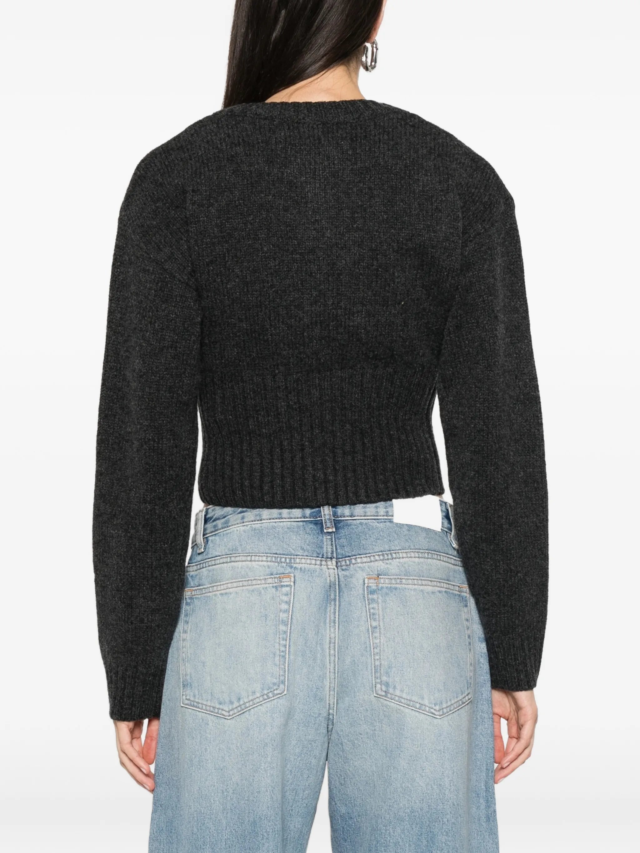 ribbed-knit cropped cardigan