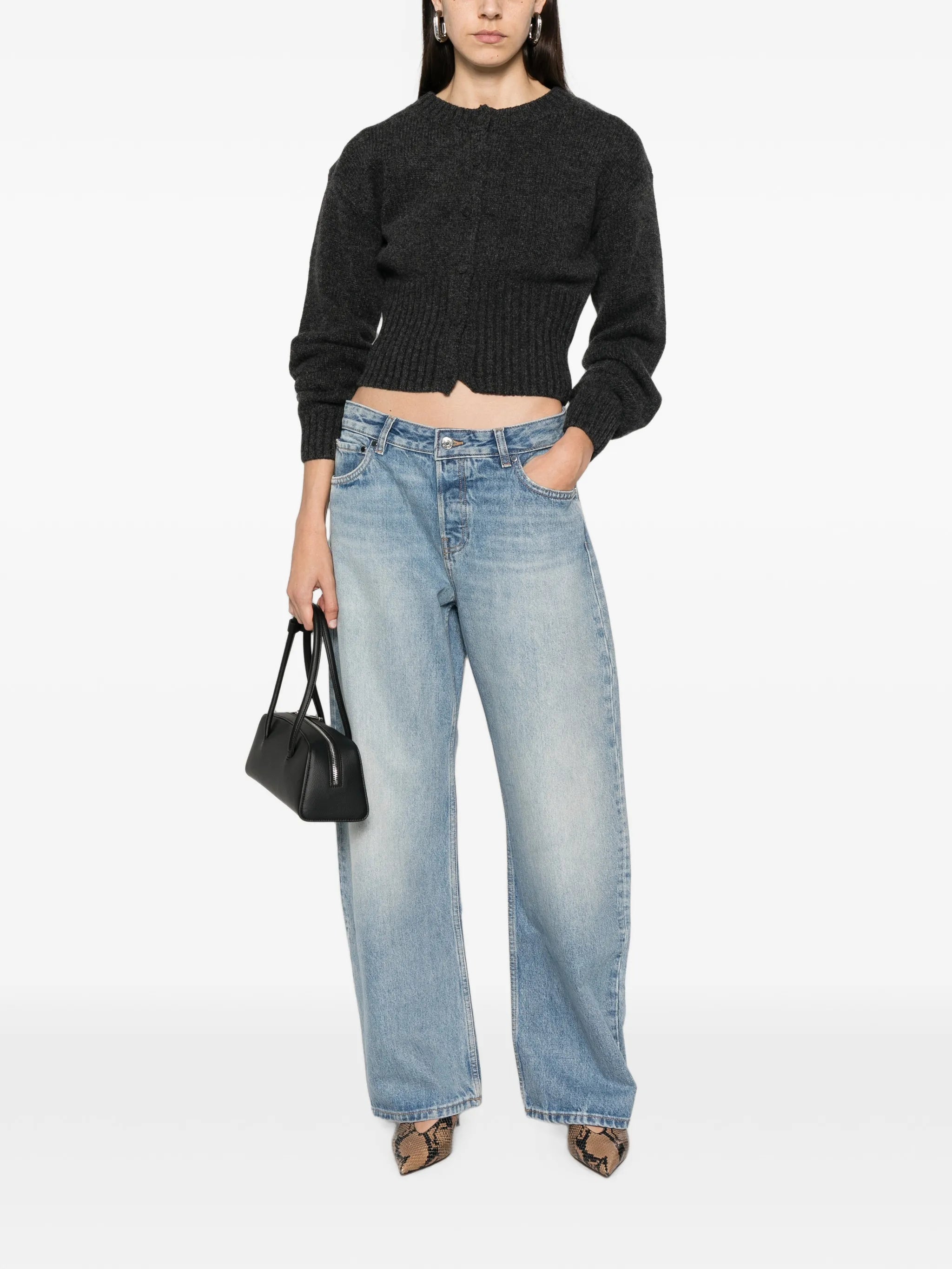 ribbed-knit cropped cardigan