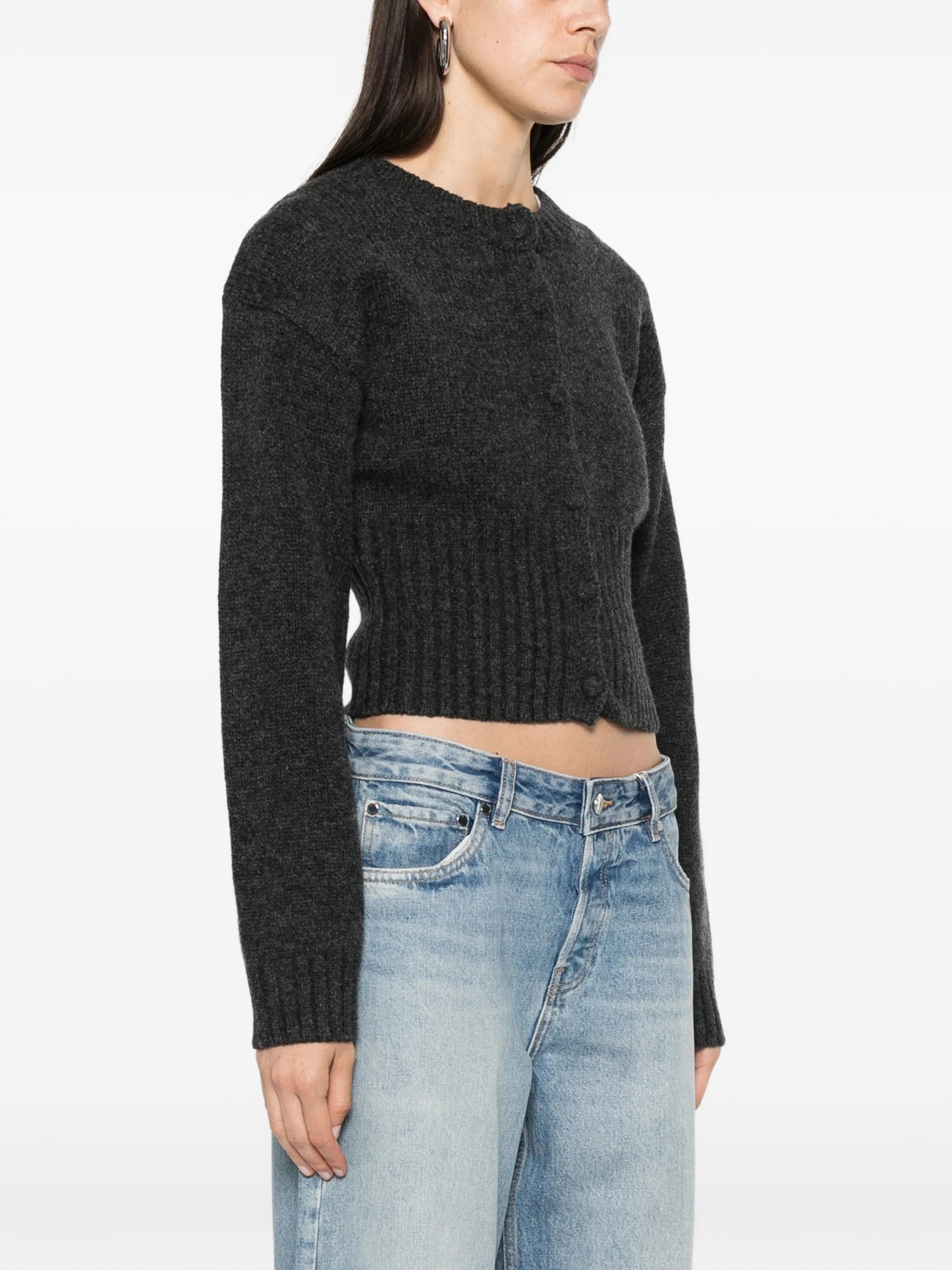 ribbed-knit cropped cardigan