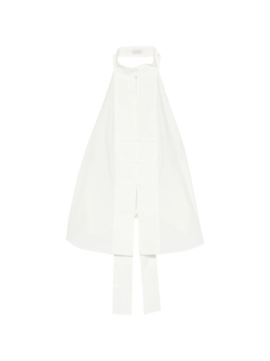 button-detail halter top - off white