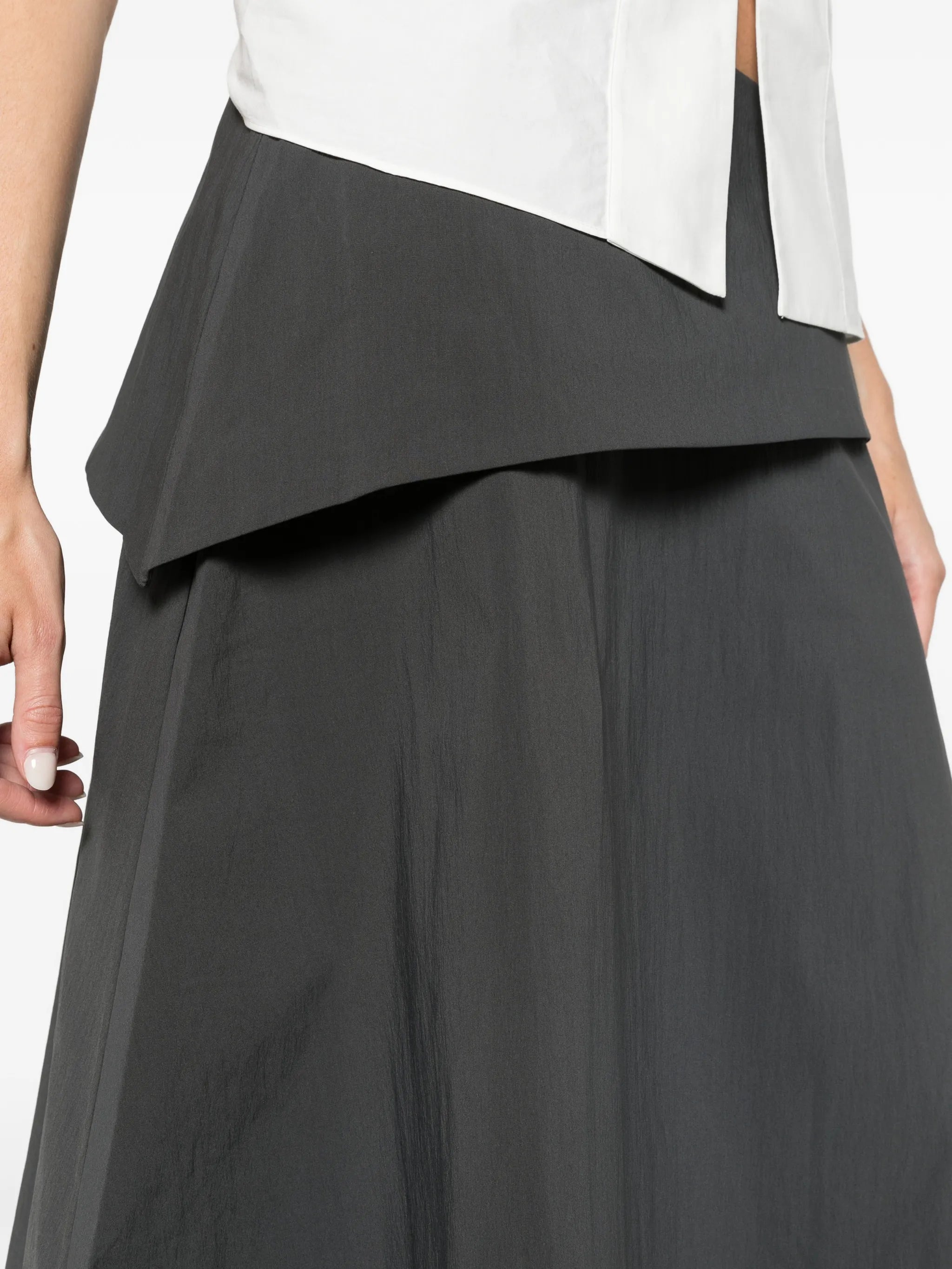 detachable-belt asymmetric skirt - iron glaze