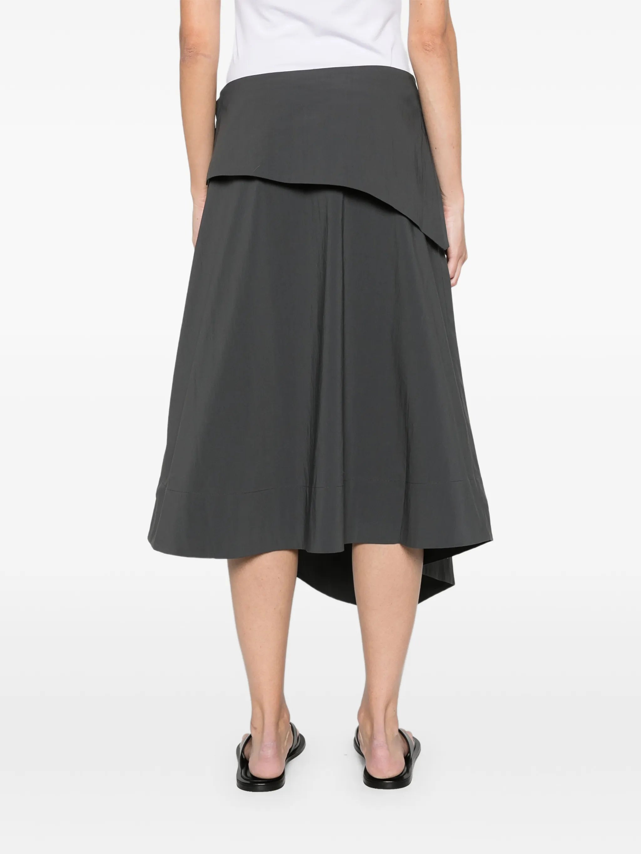 detachable-belt asymmetric skirt - iron glaze
