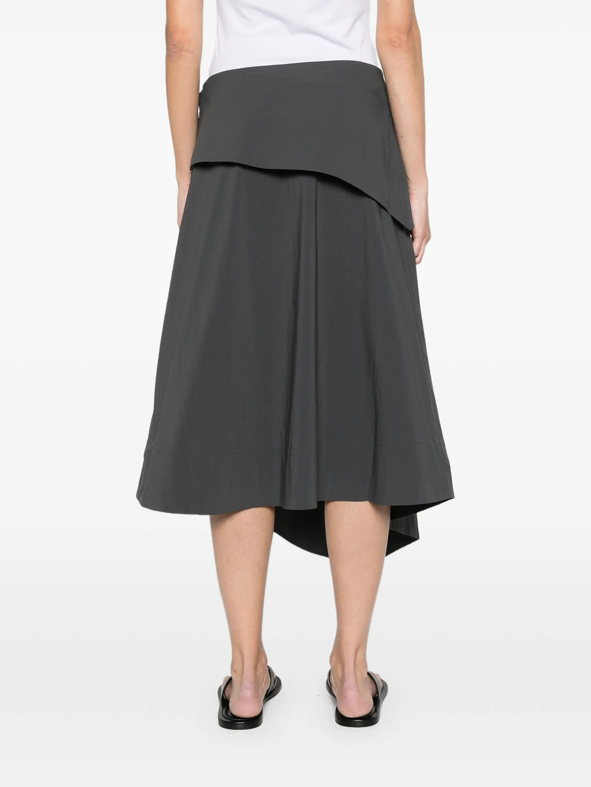detachable-belt asymmetric skirt - iron glaze