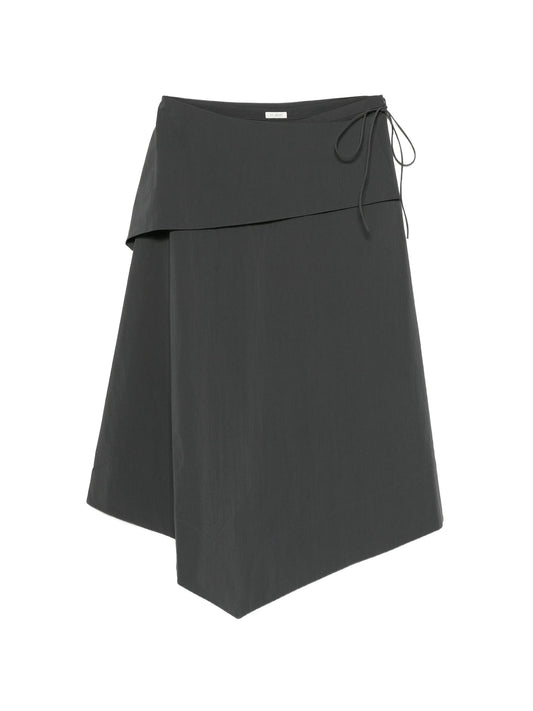 detachable-belt asymmetric skirt - iron glaze