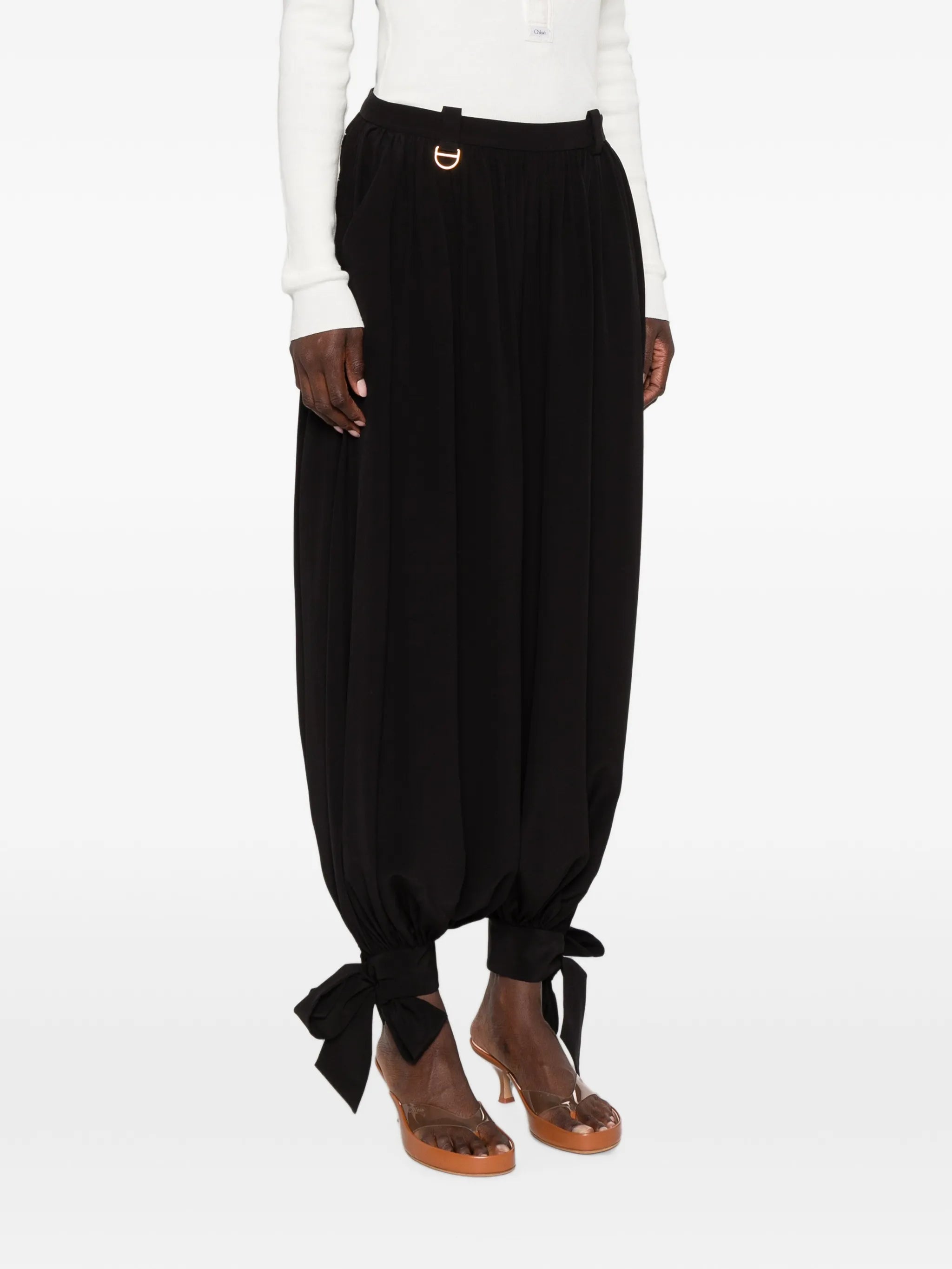 tie-detail trousers