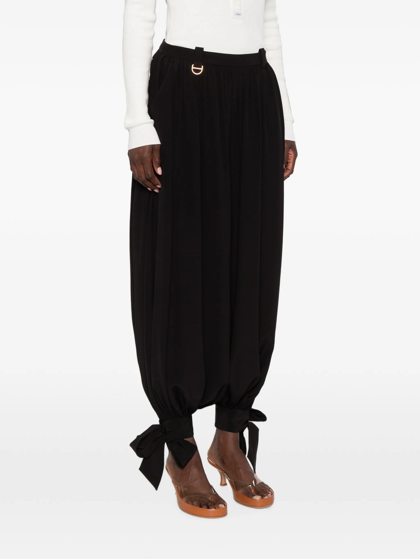 tie-detail trousers