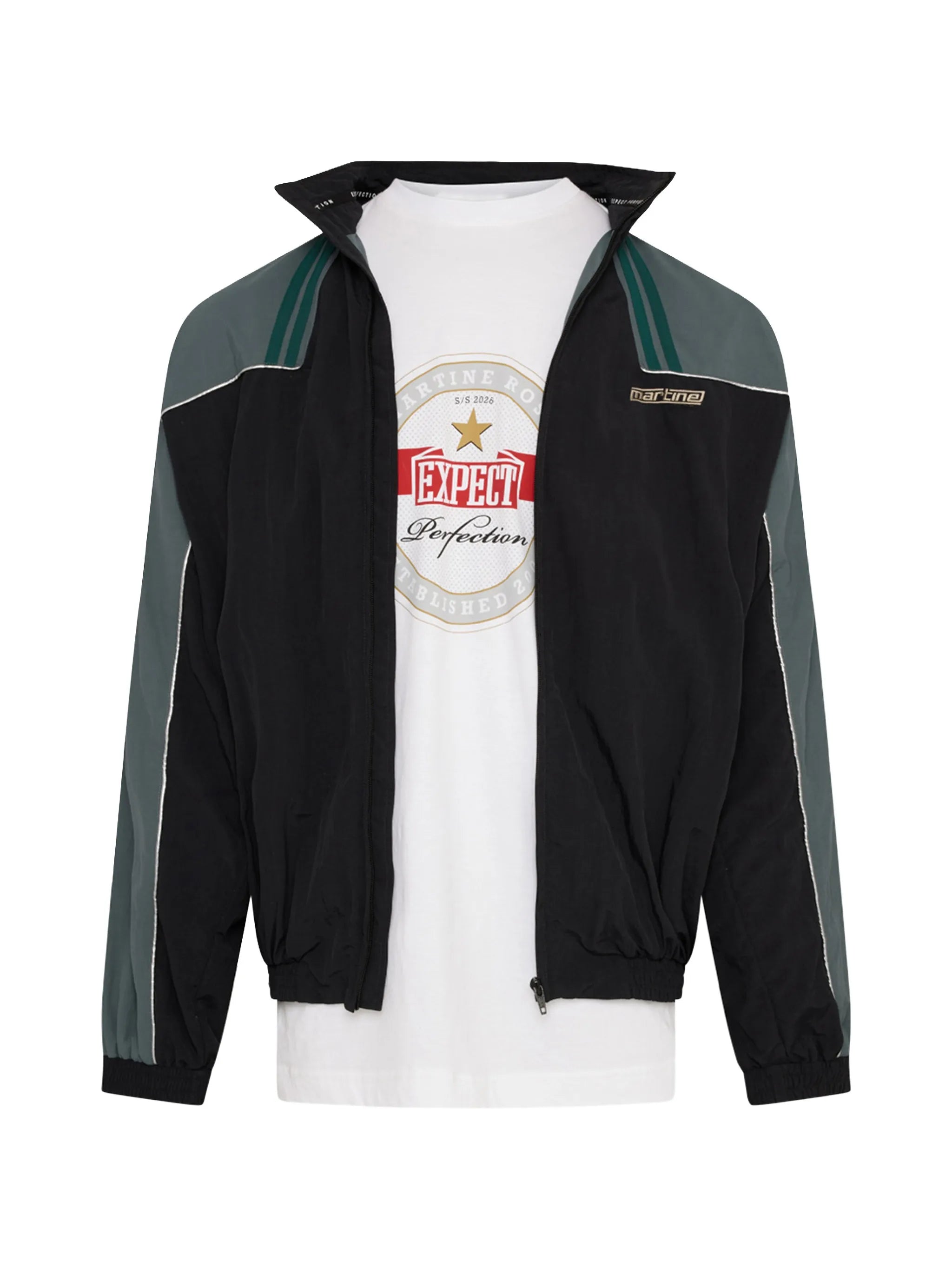 T-lining track jacket in black & teal