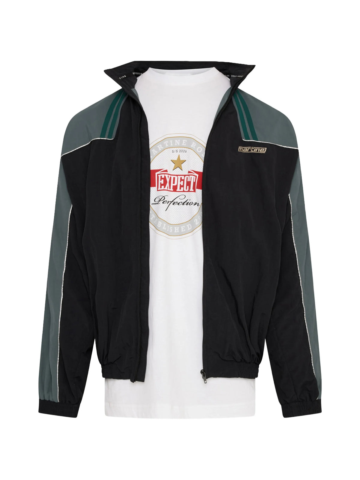 T-lining track jacket in black & teal