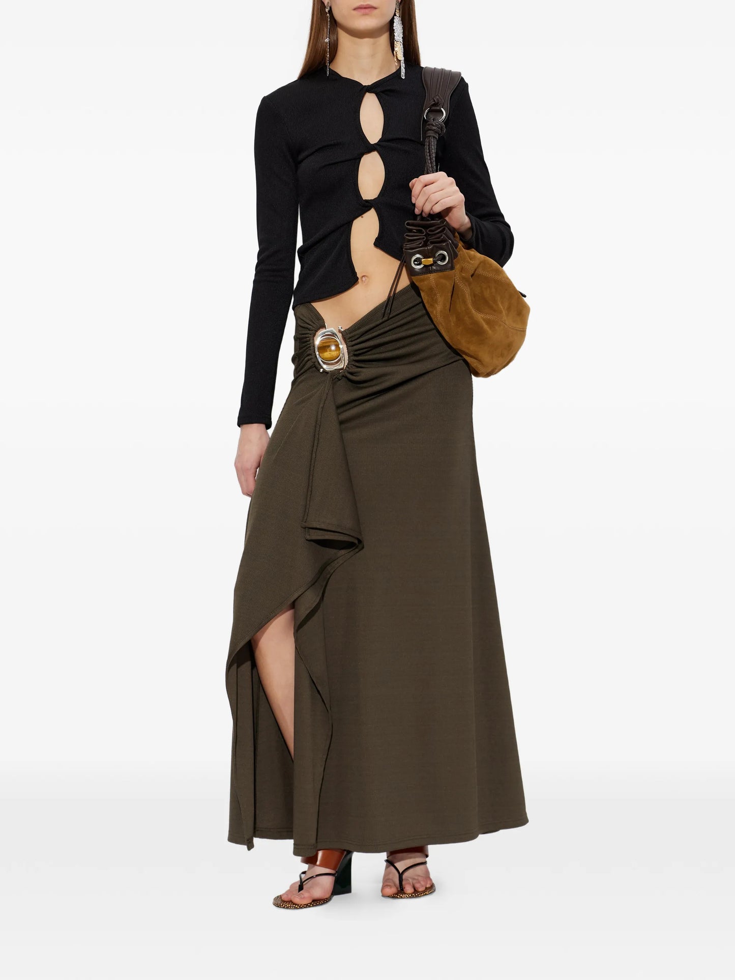 buckle gathered skirt