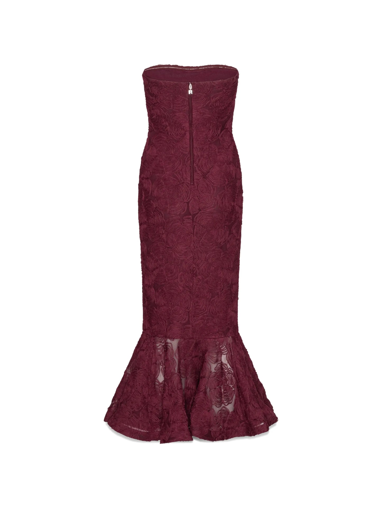 flower mesh flounce maxi dress