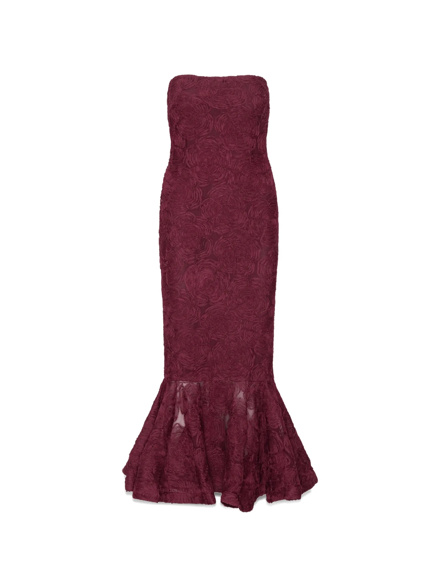 flower flounce-hem midi dress