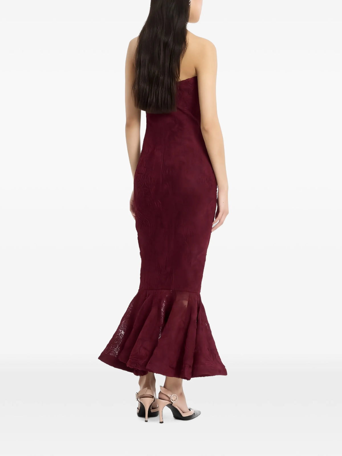 flower mesh flounce dress