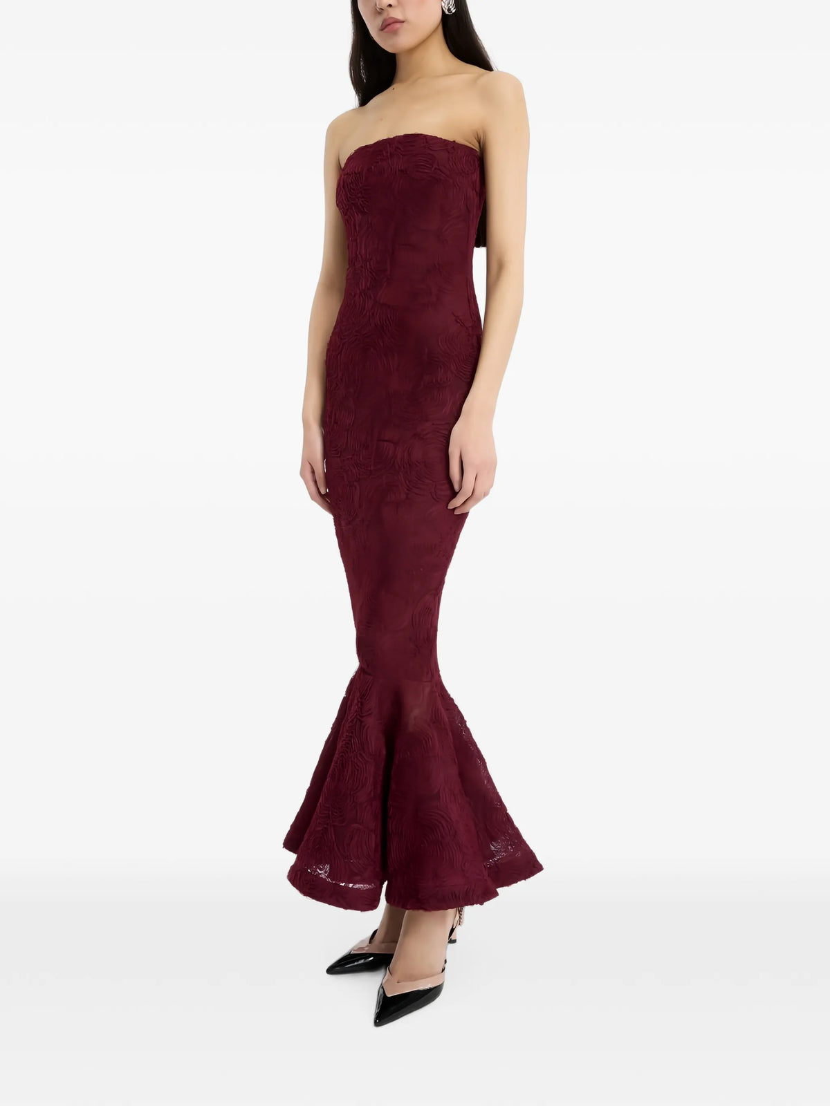 flower mesh flounce dress