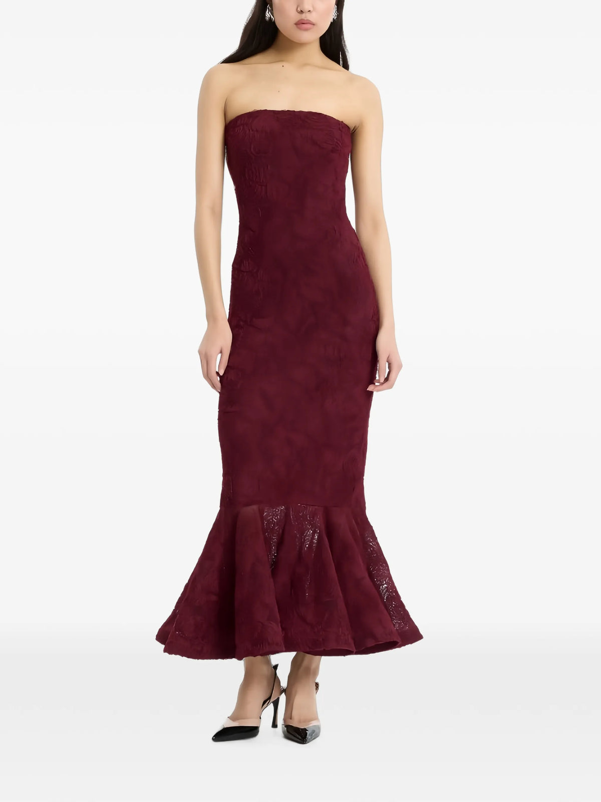 flower mesh flounce dress