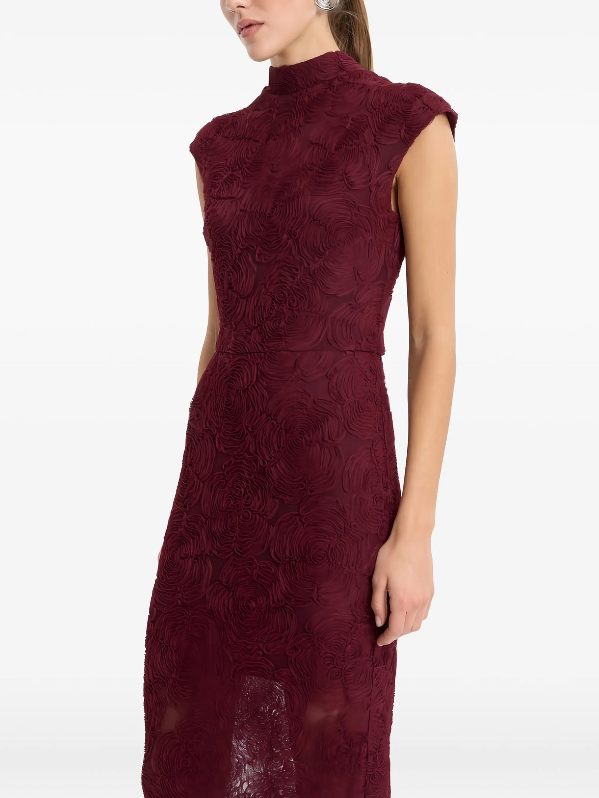 flower mesh maxi dress bordeaux
