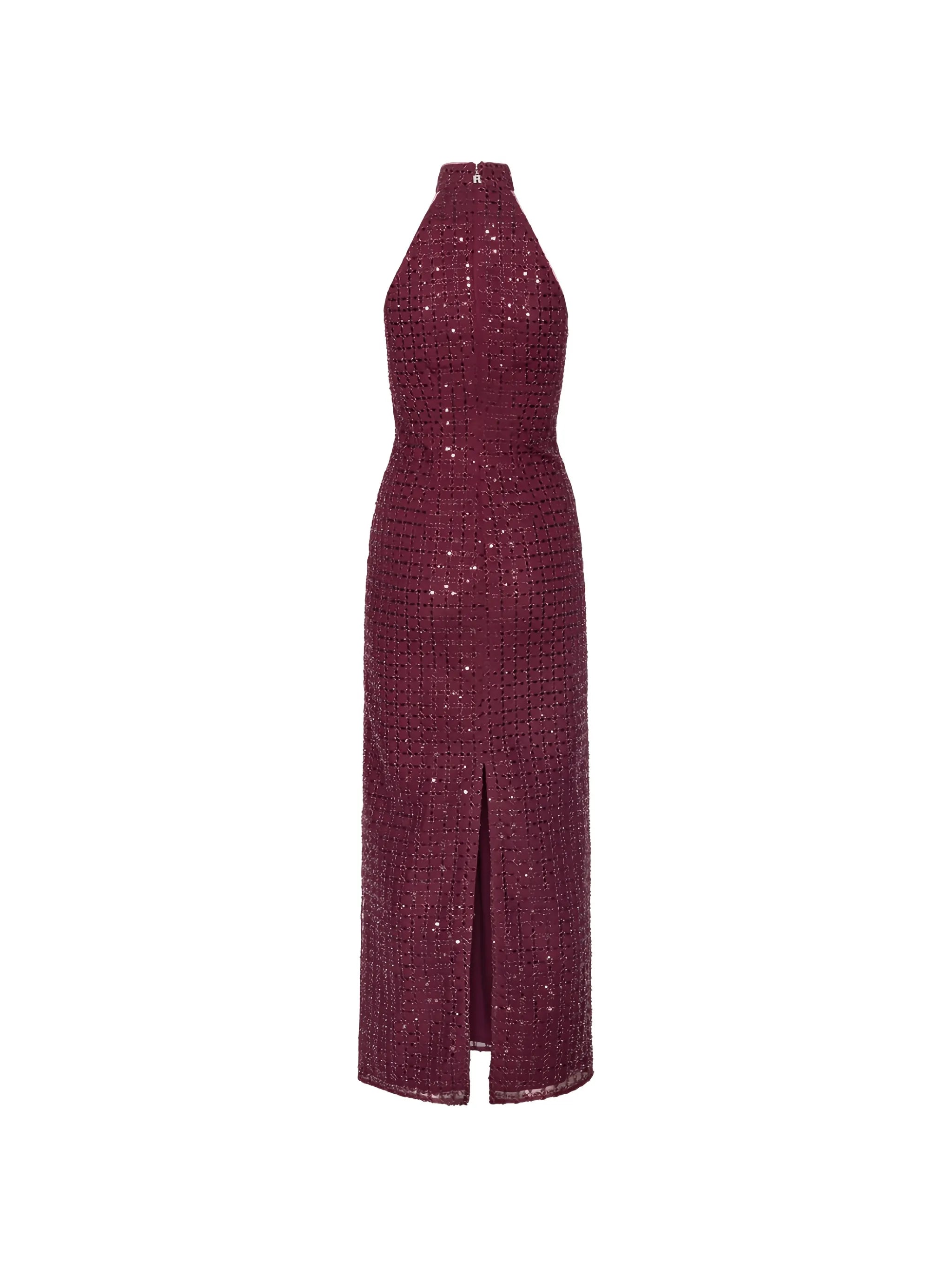 beaded maxi dress bordeaux