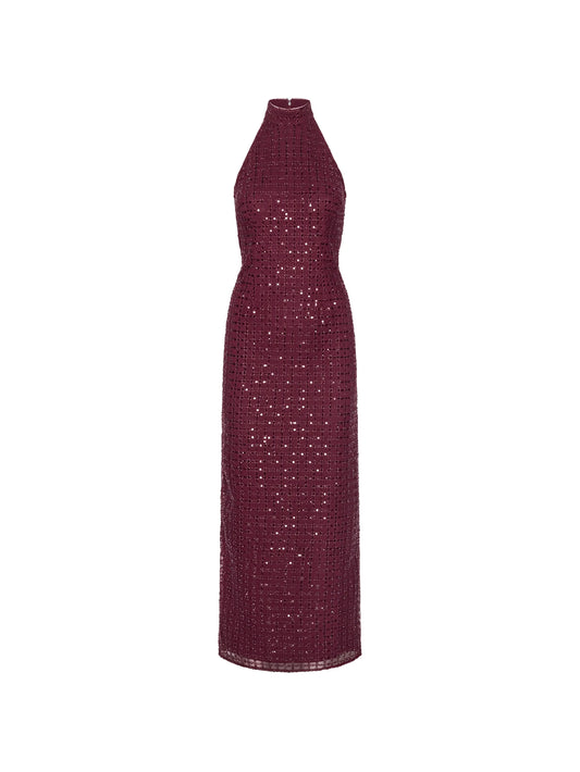 beaded maxi dress bordeaux
