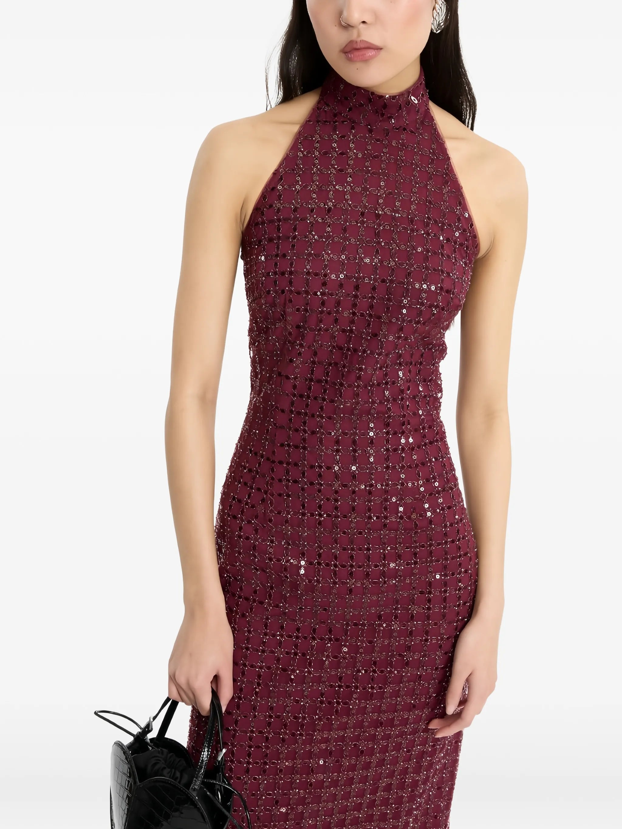 beaded maxi dress bordeaux