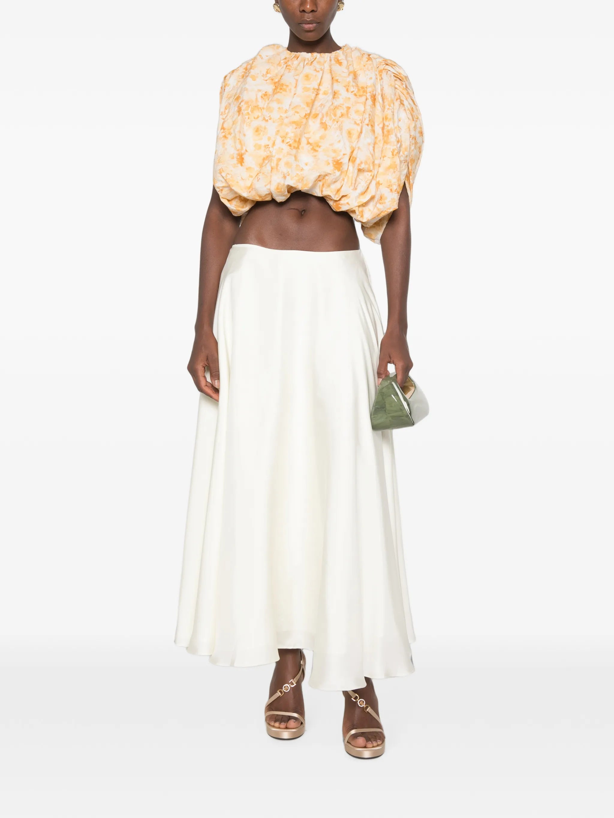 floral-print puff-sleeve blouse