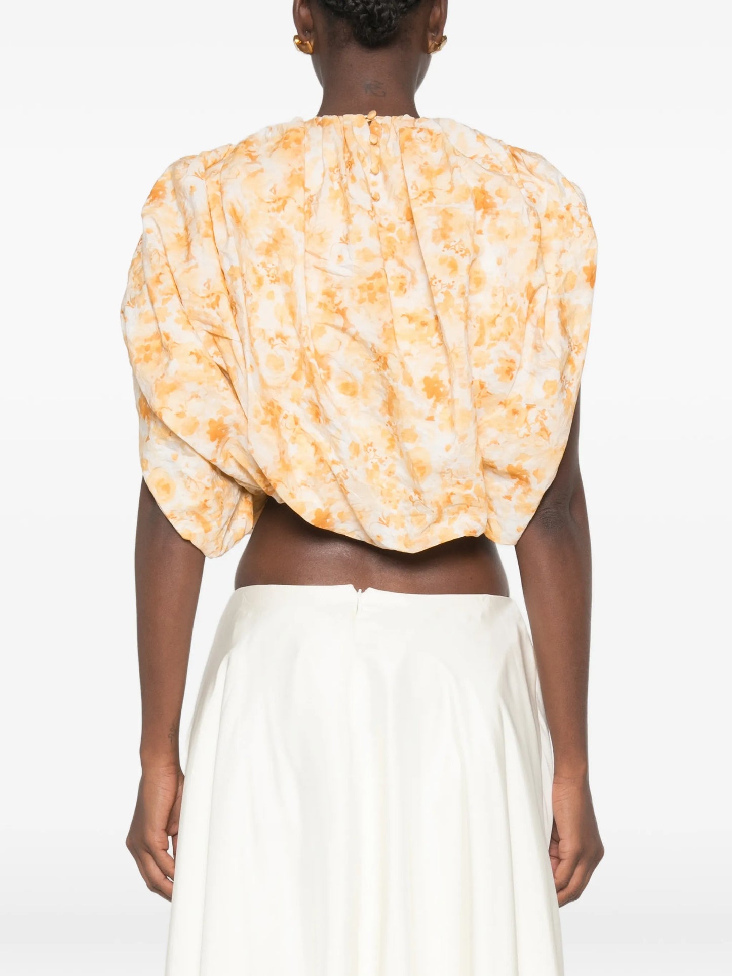 floral-print puff-sleeve blouse
