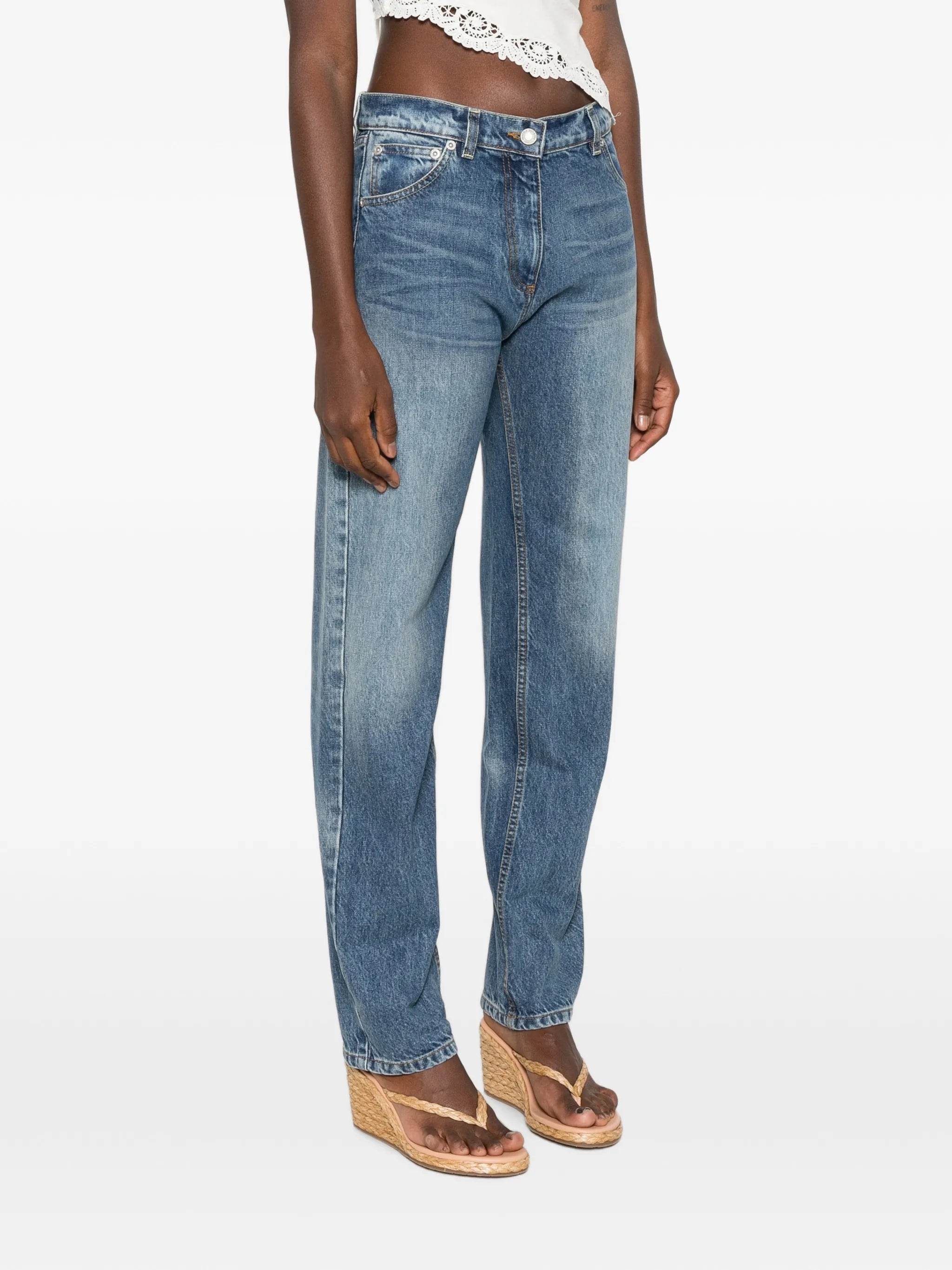 faded-effect straight-leg jeans