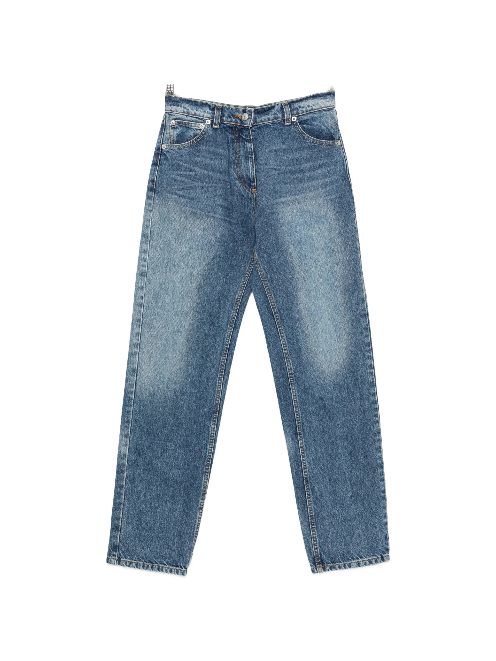 faded-effect straight-leg jeans