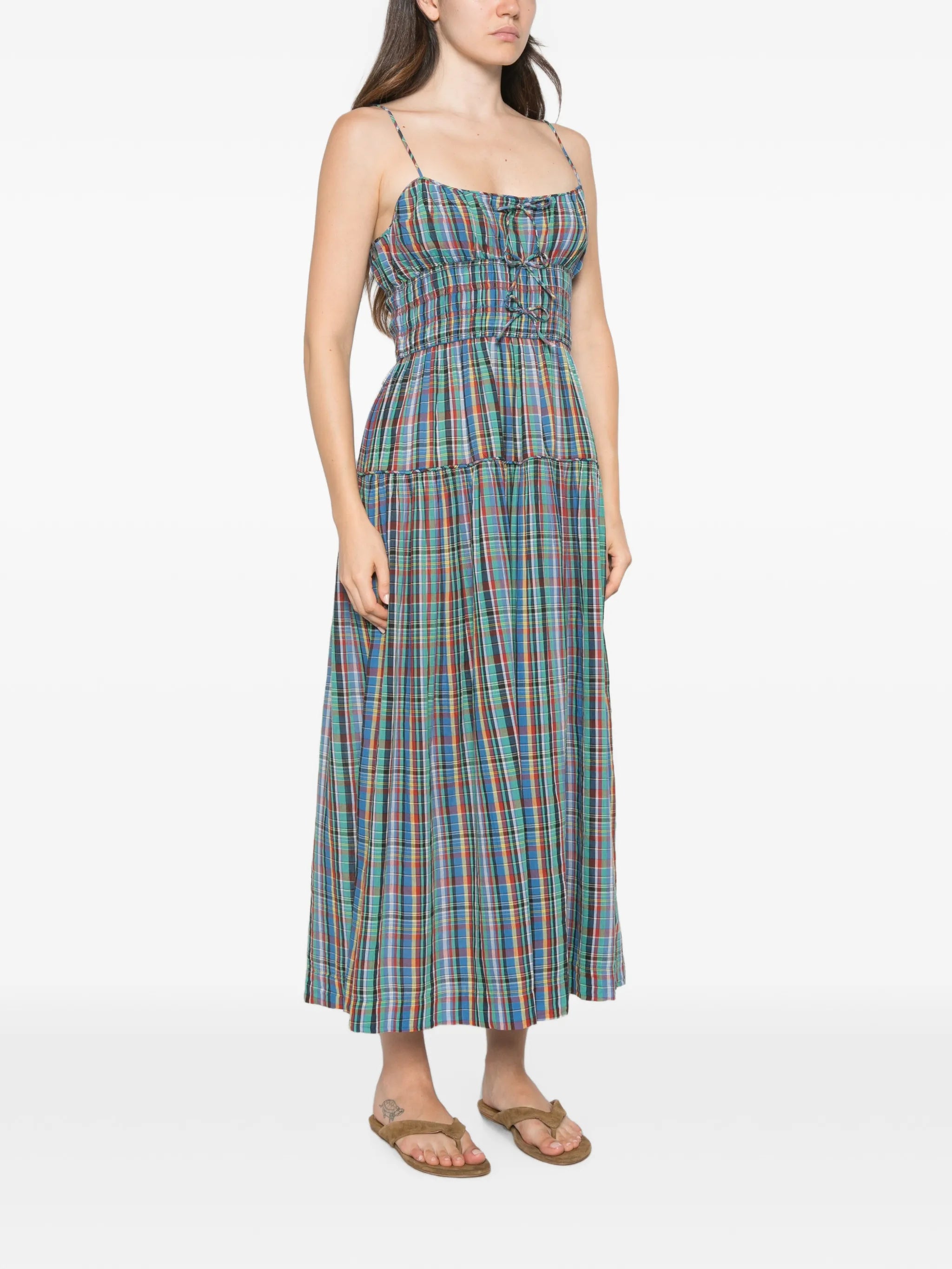 Brielle plaid shirred maxi dress