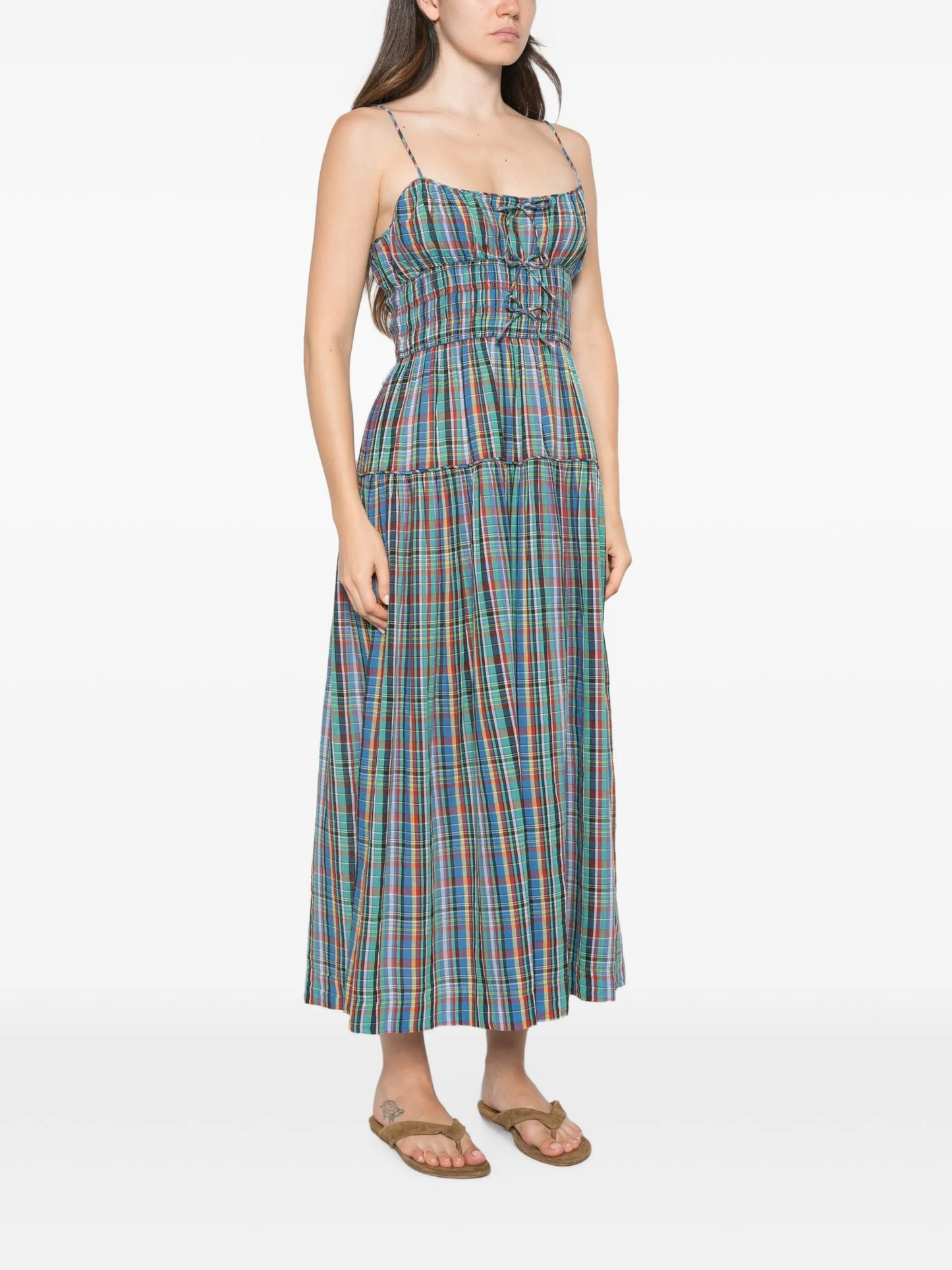 Brielle plaid shirred maxi dress