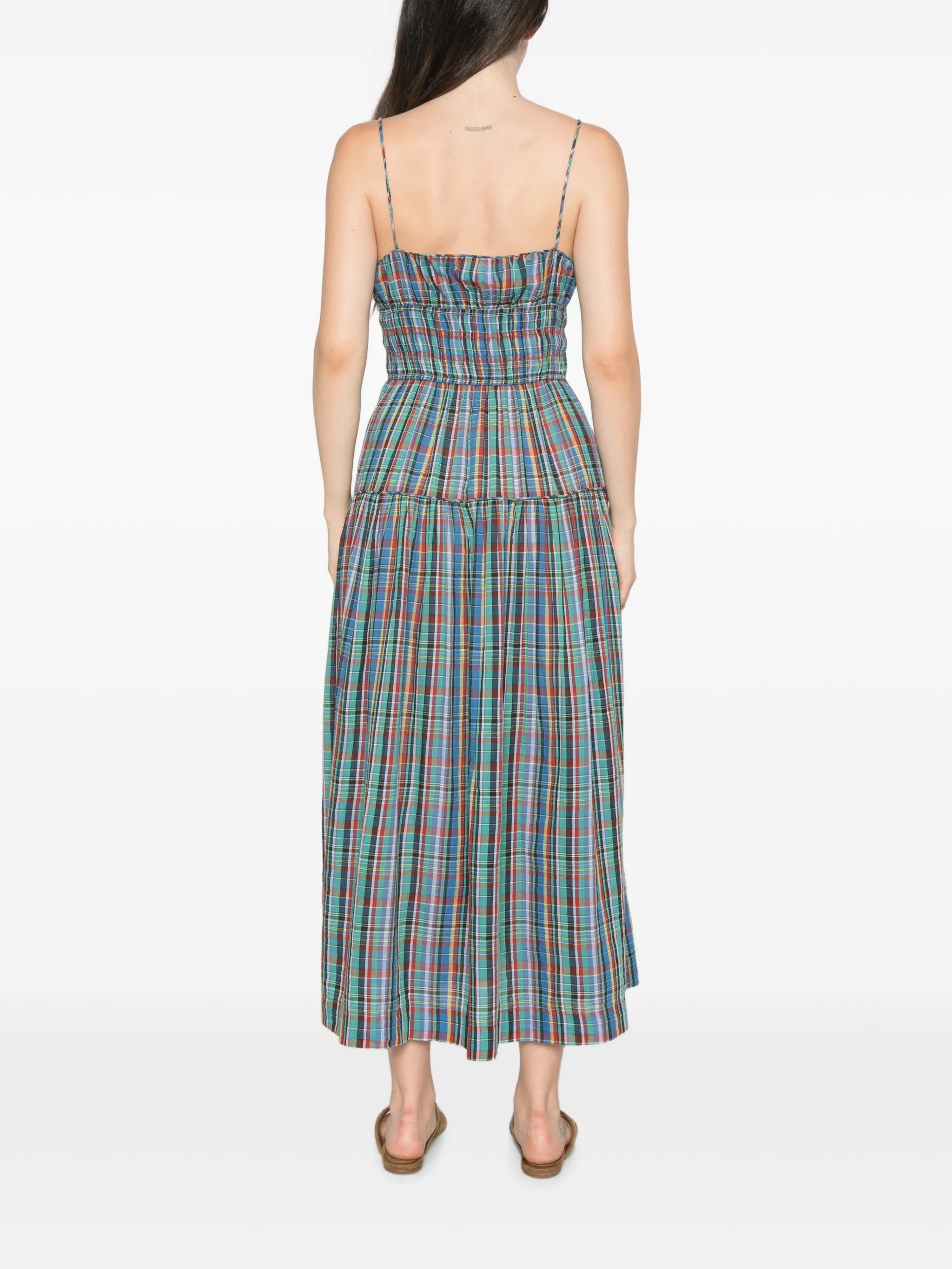 Brielle plaid shirred maxi dress