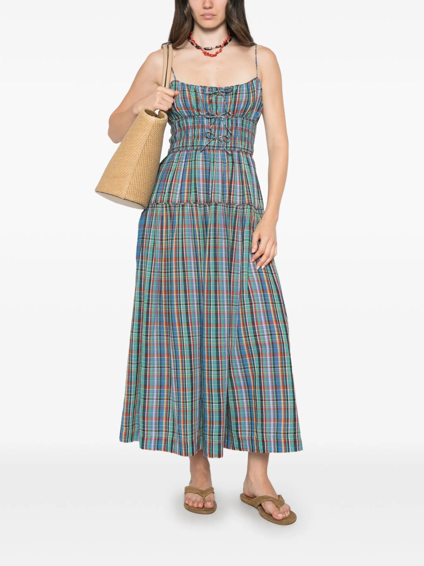 Brielle plaid shirred maxi dress