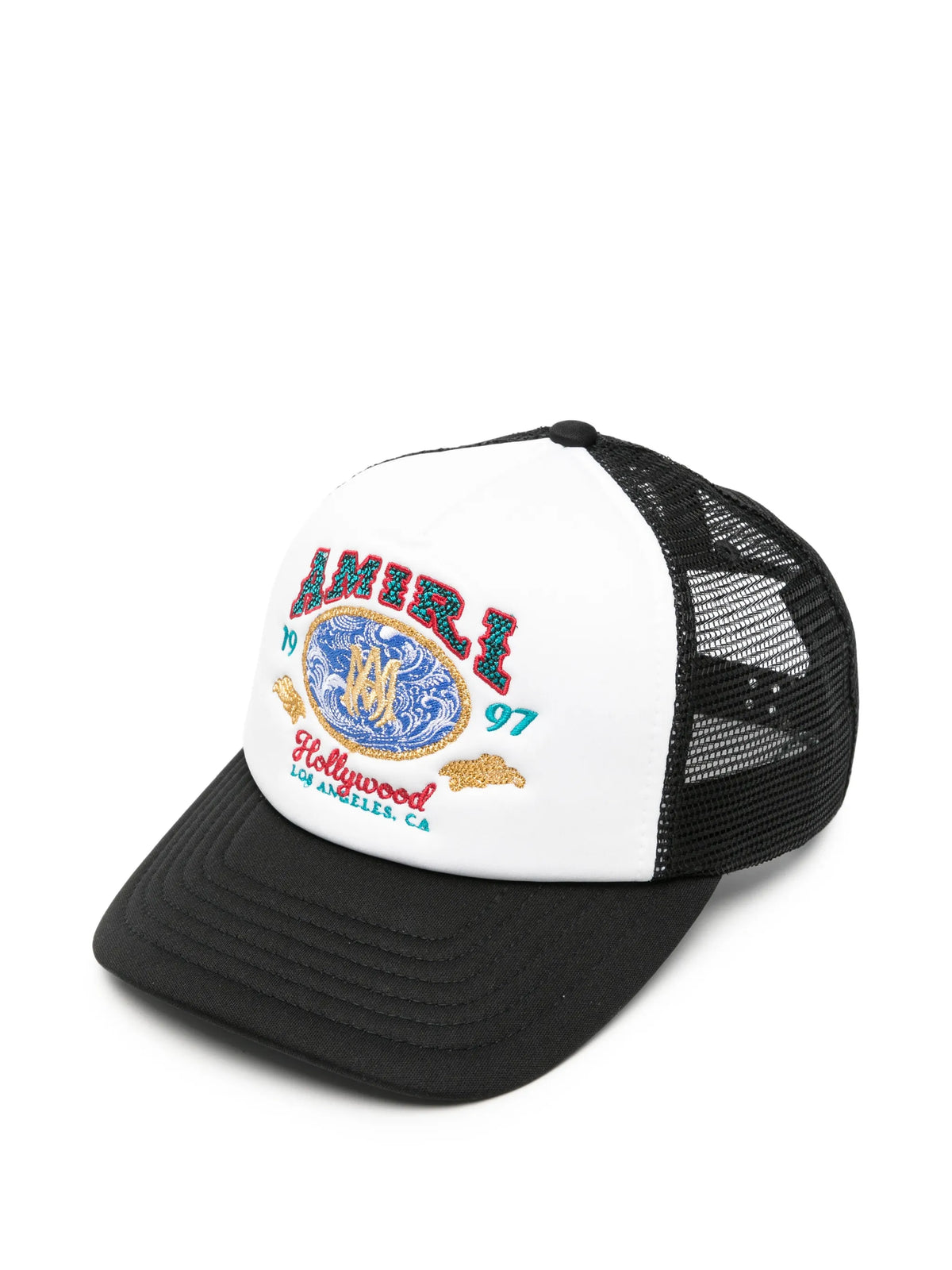 embroidered mesh-panel trucker cap