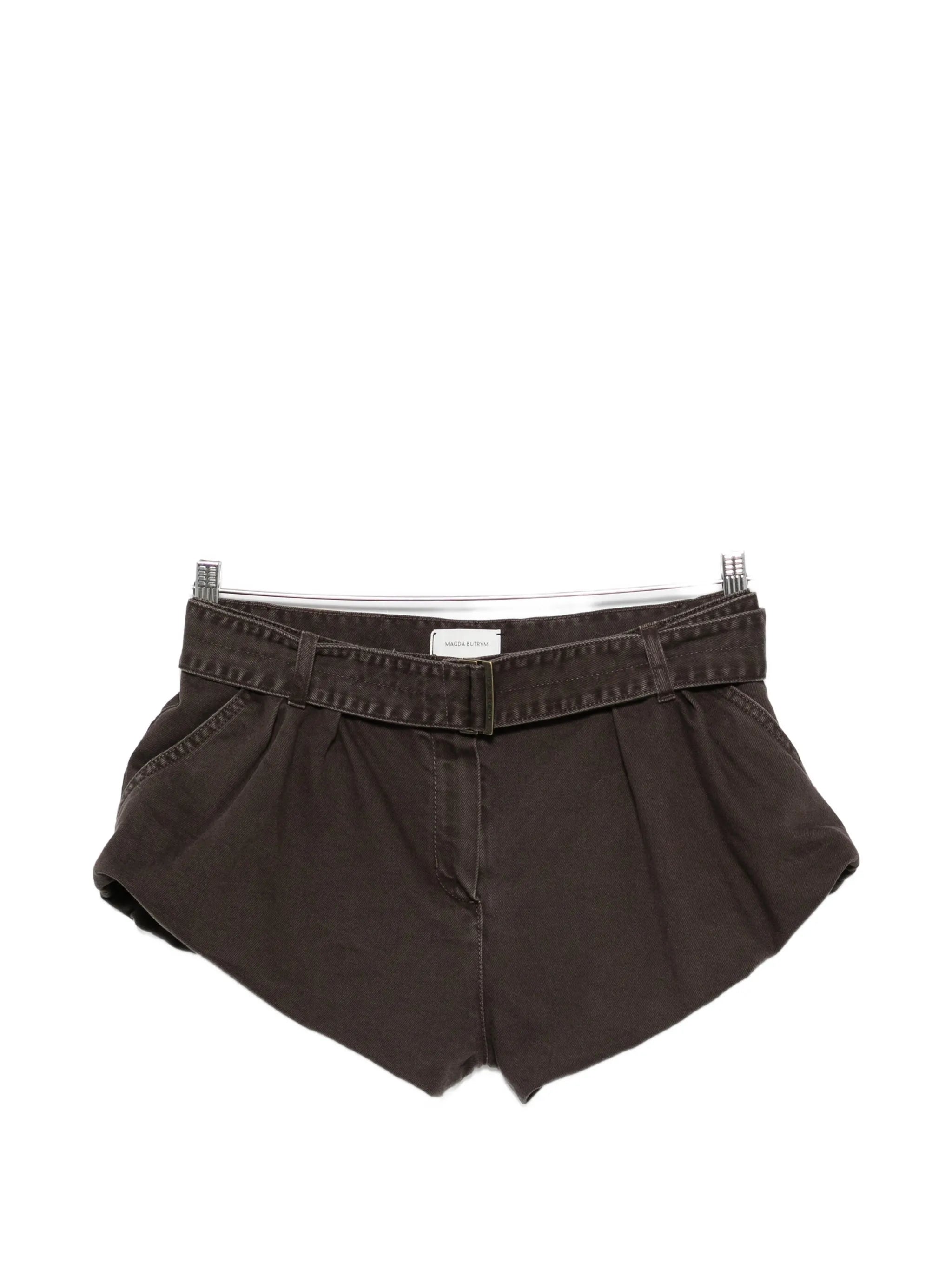 belted pleated shorts