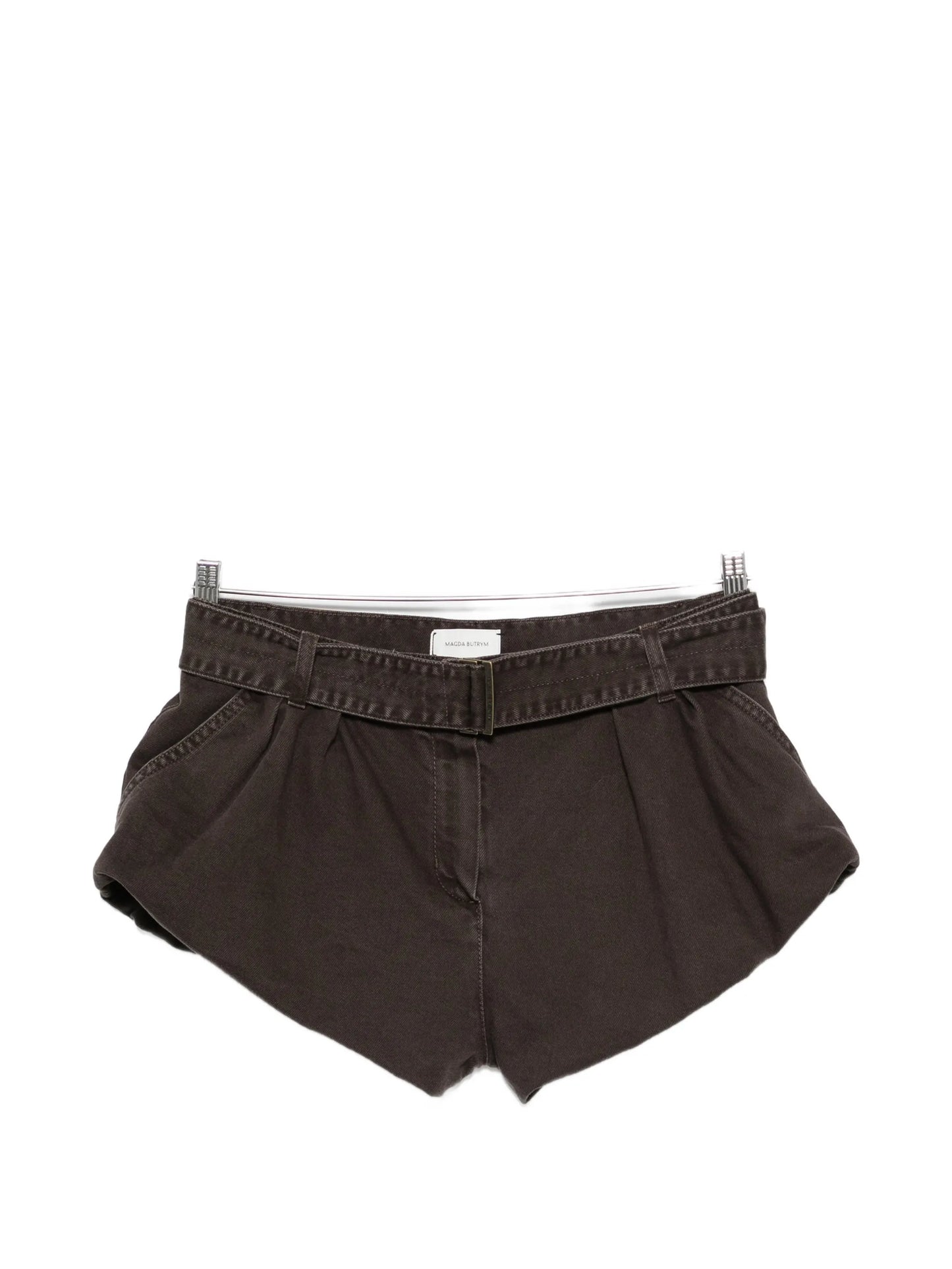 belted pleated shorts