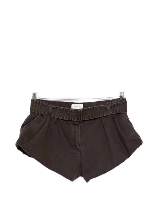 belted pleated shorts