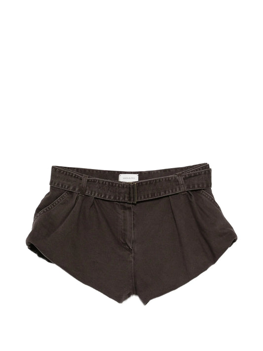 belted pleated shorts