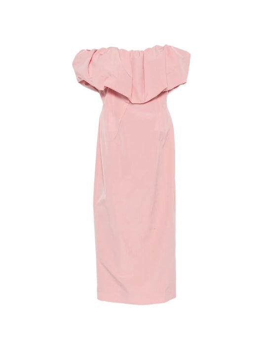 ruffled strapless maxi dress