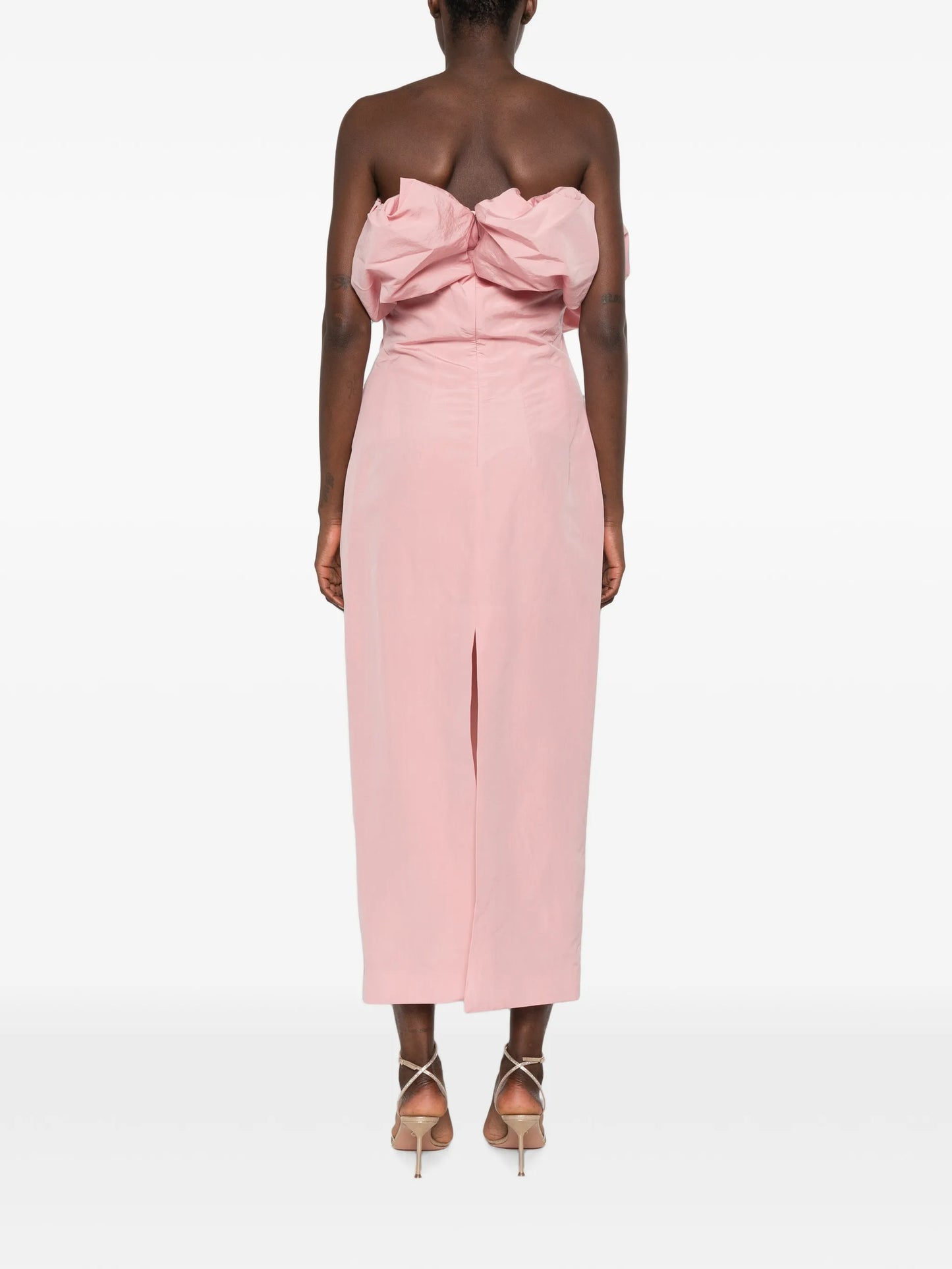 ruffled strapless maxi dress