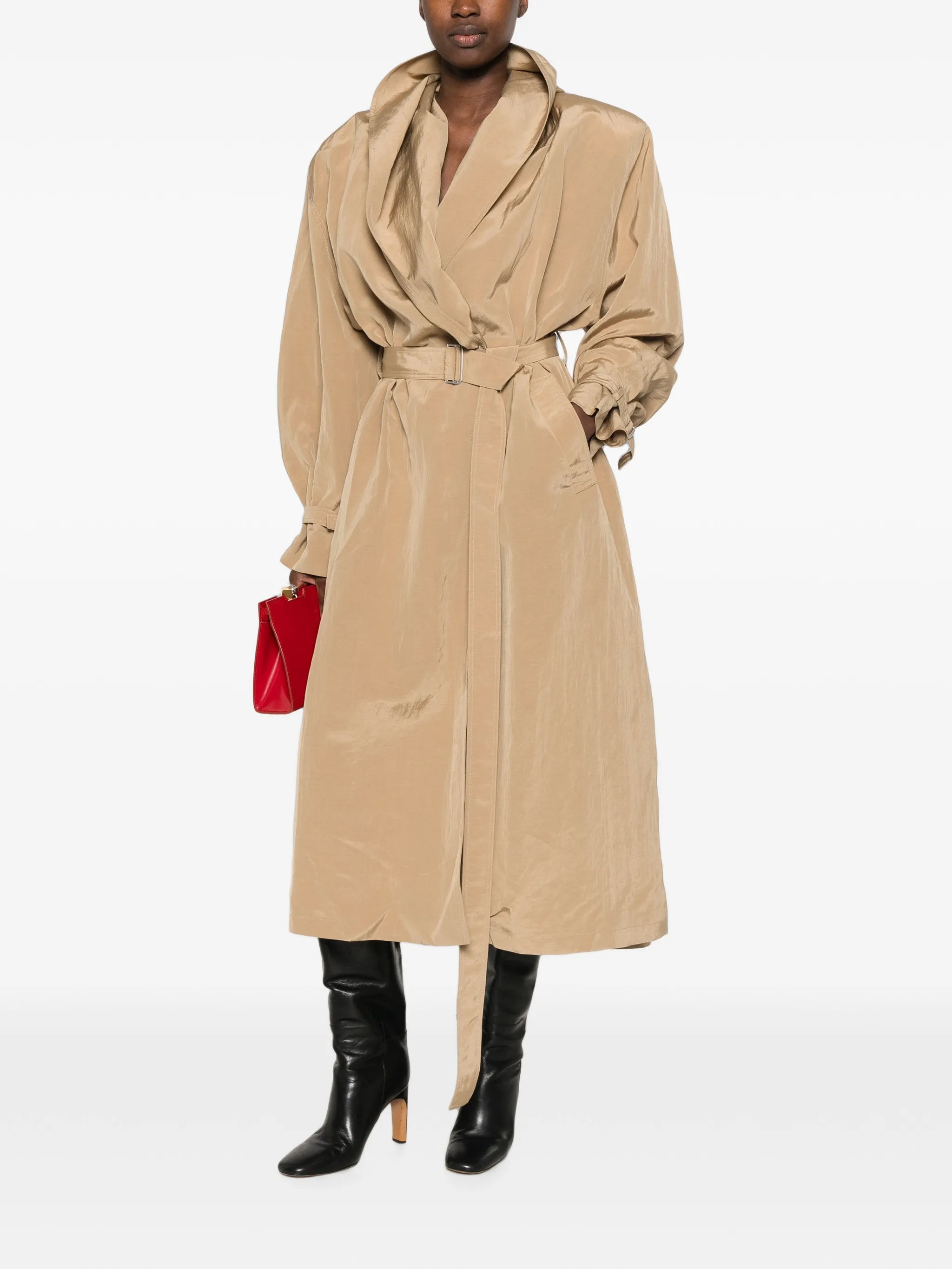 belted hooded coat
