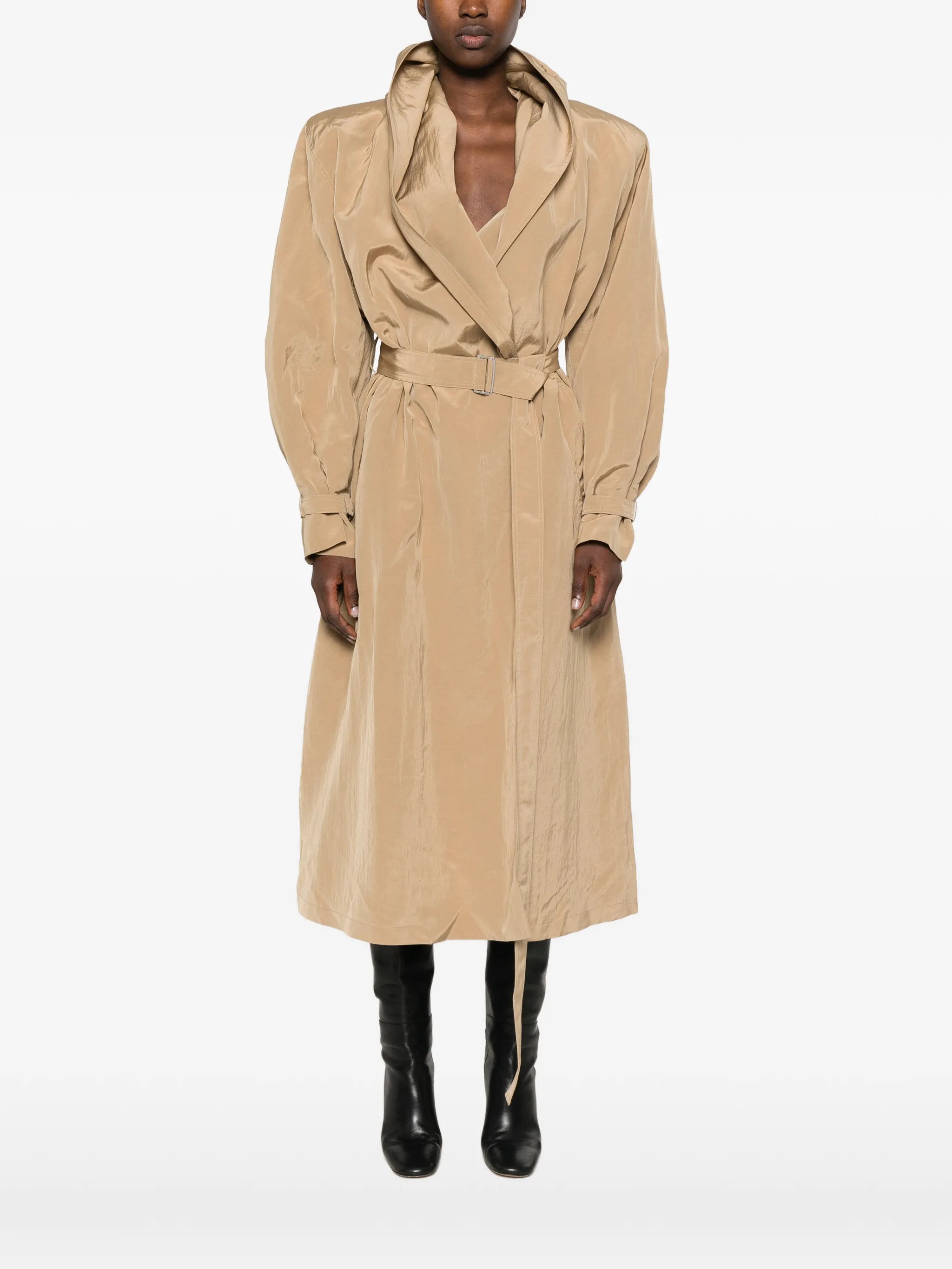 belted hooded coat
