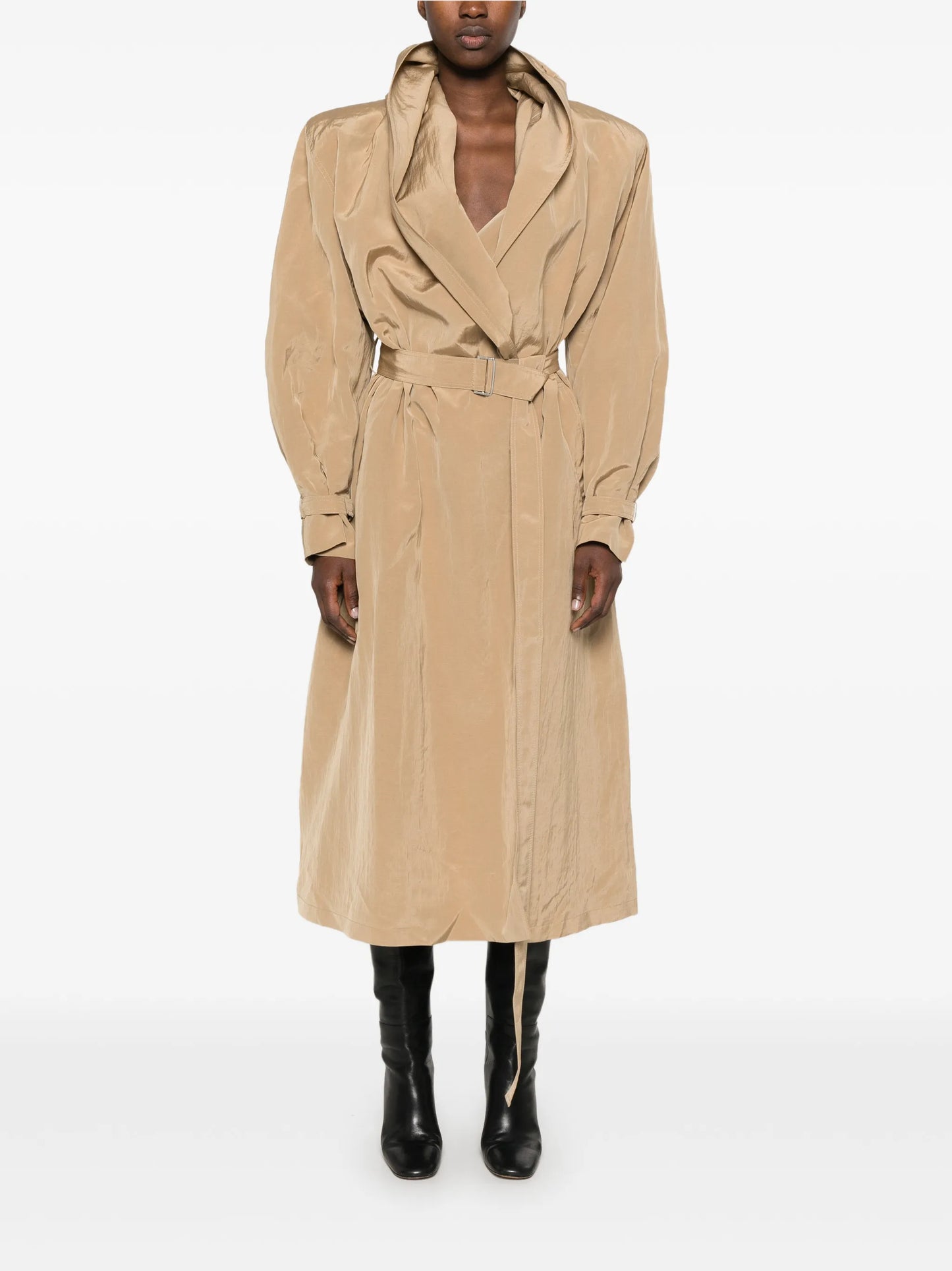belted hooded coat