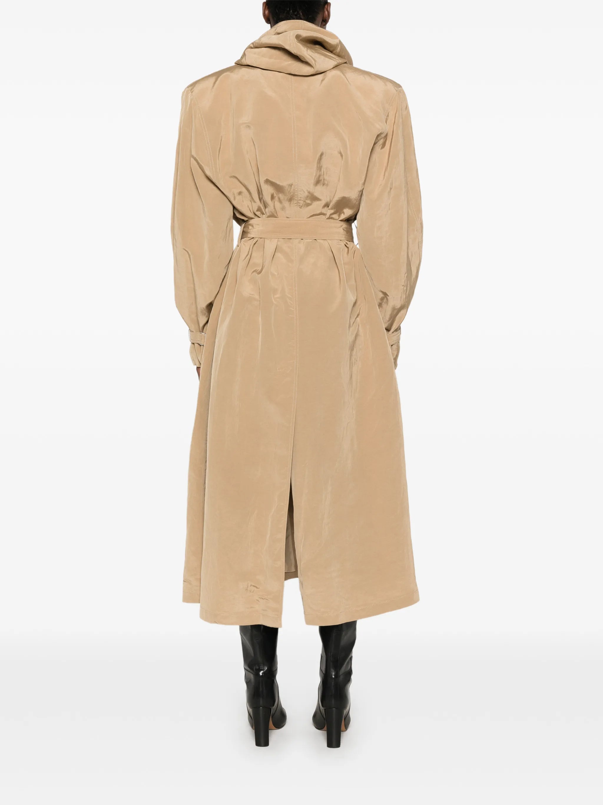belted hooded coat
