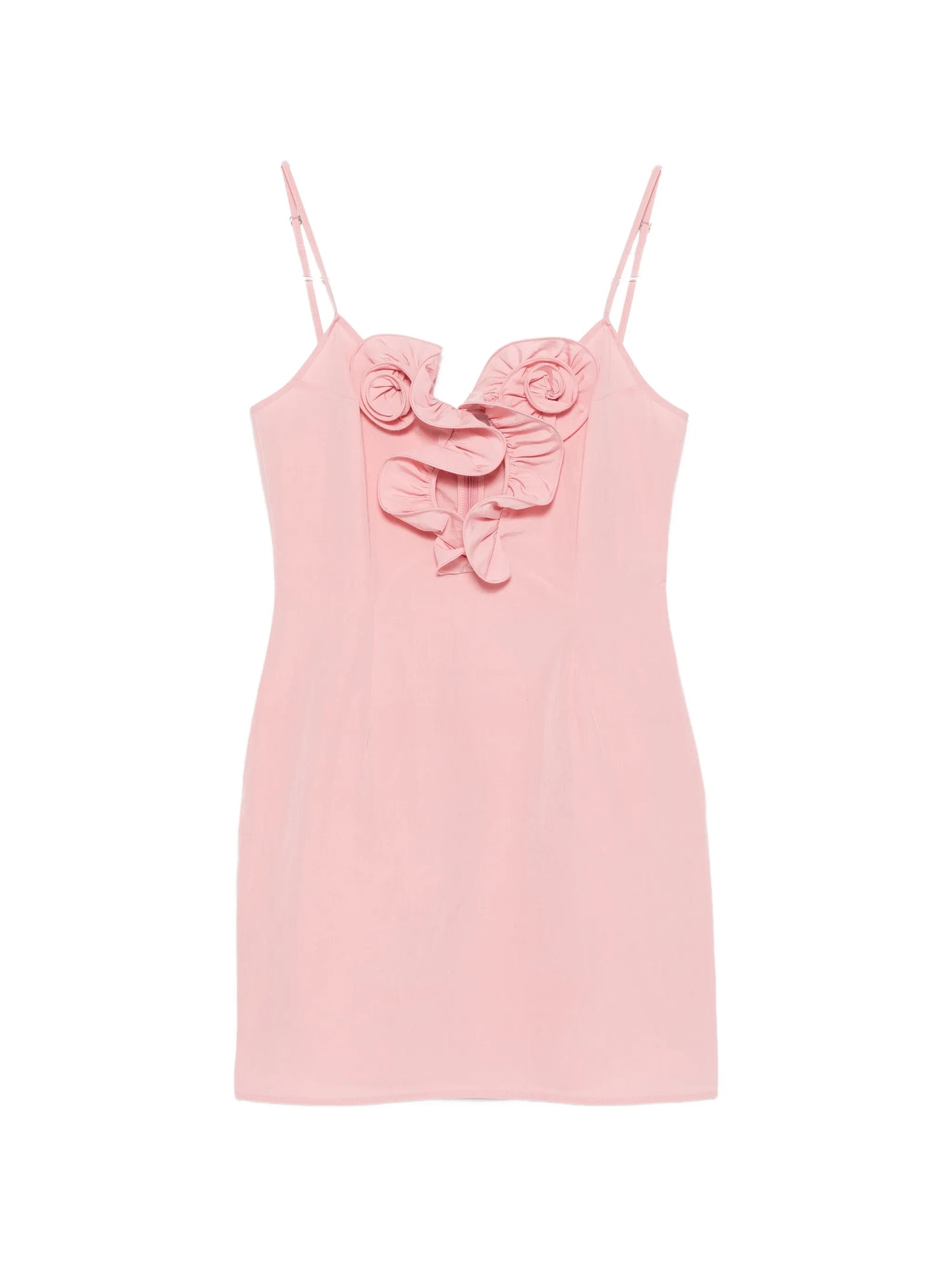 ruffled floral-appliqué mini dress