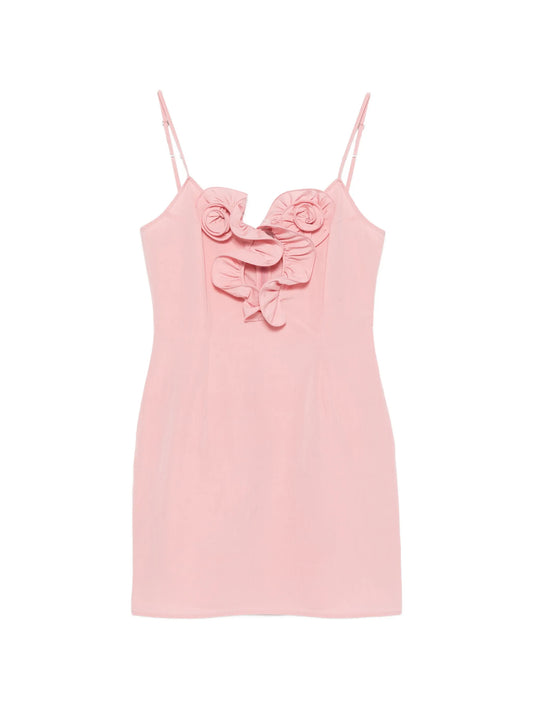 ruffled floral-appliqué mini dress