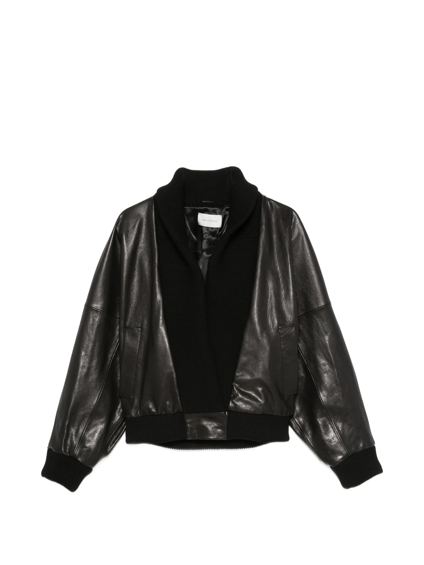 ribbed-knit leather jacket