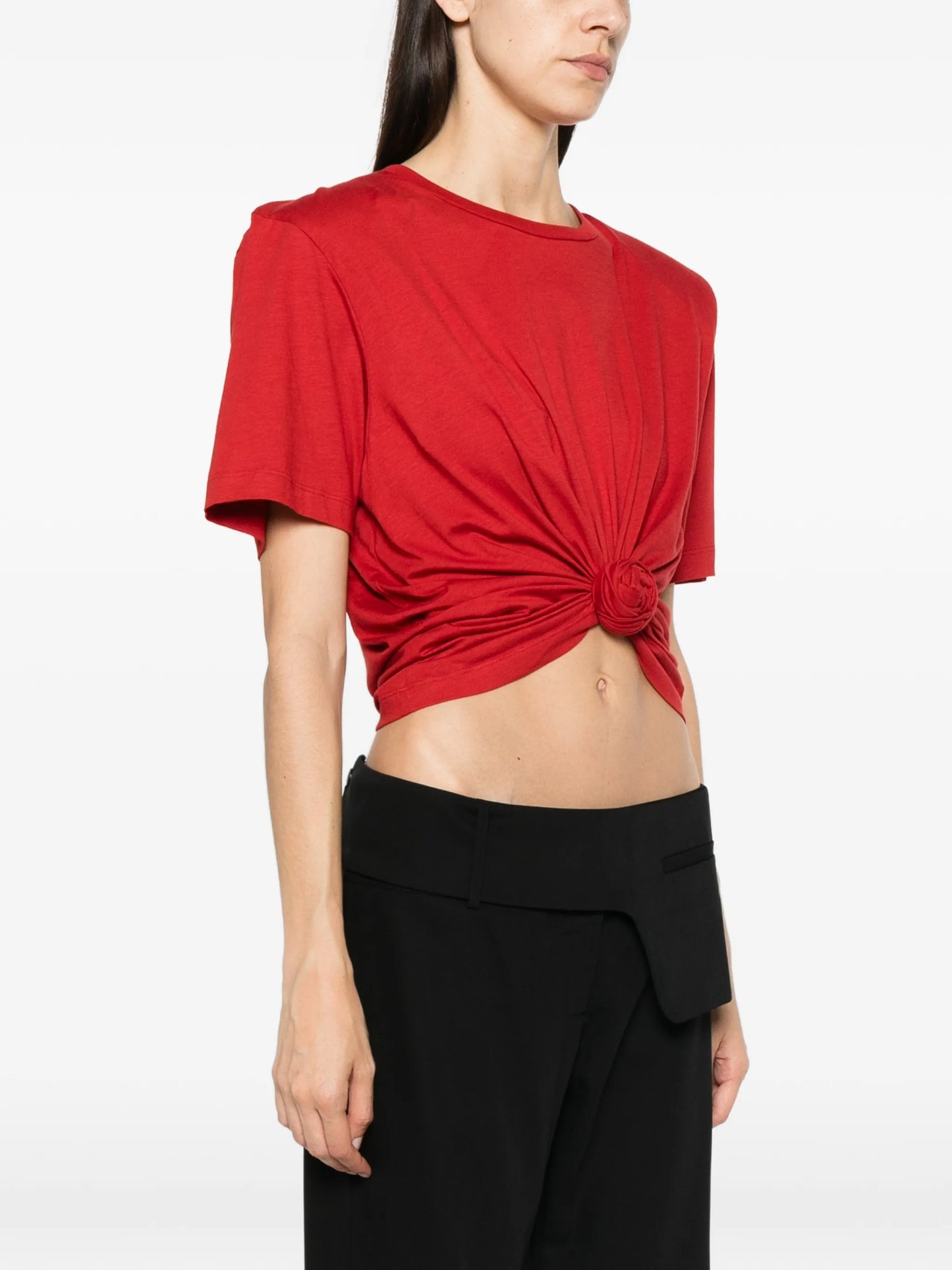 rosette-detail cropped T-shirt