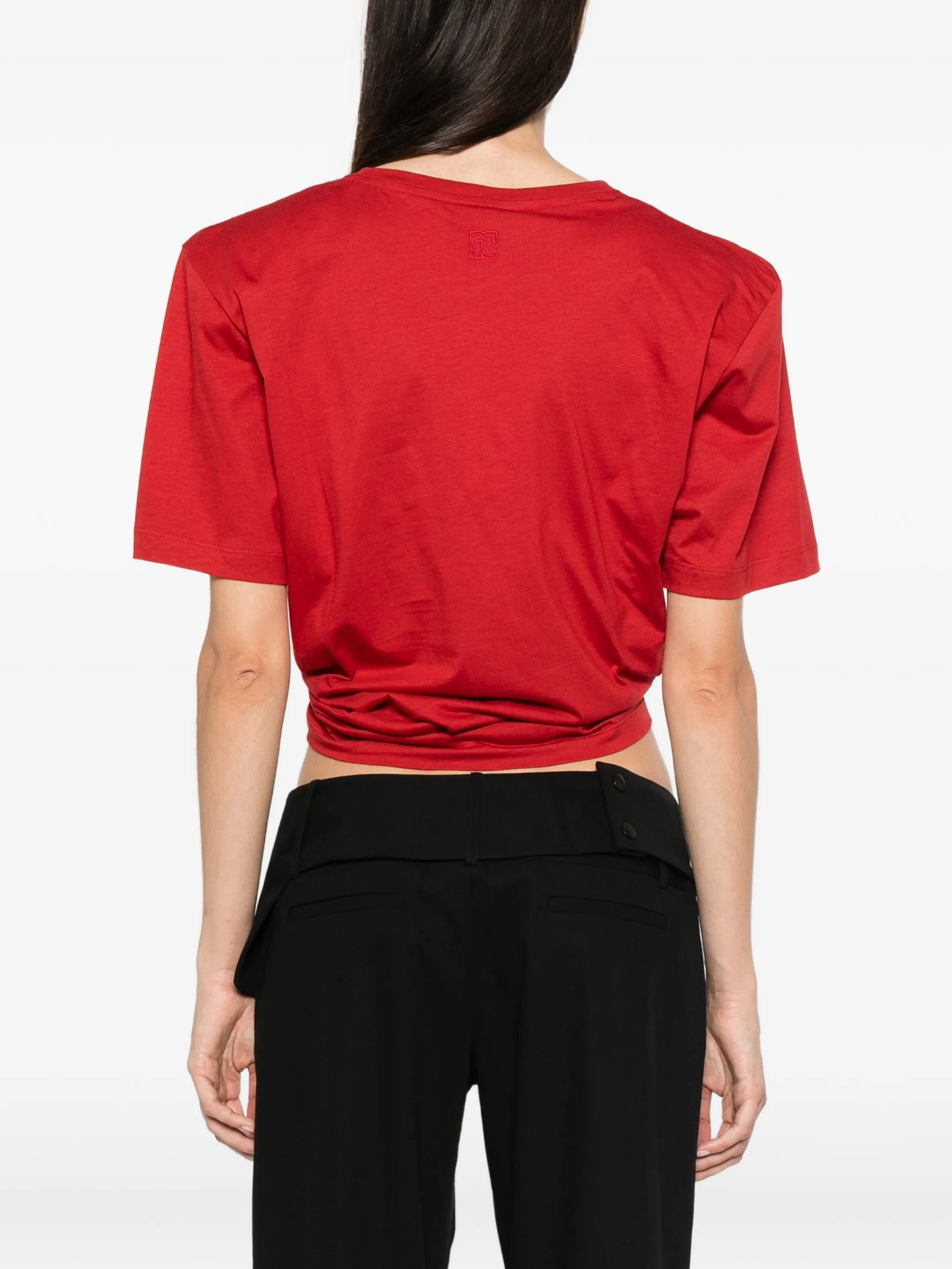 rosette-detail cropped T-shirt