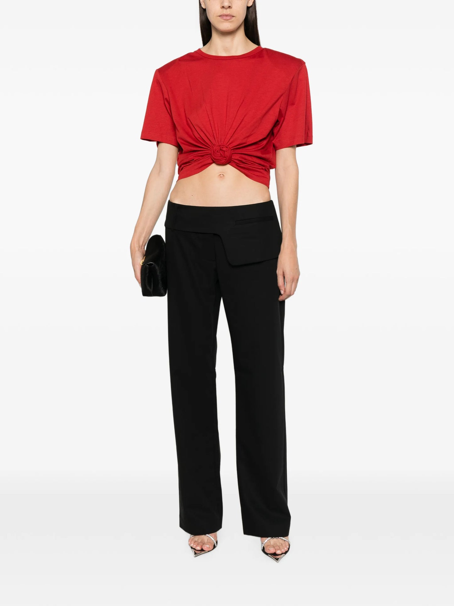 rosette-detail cropped T-shirt